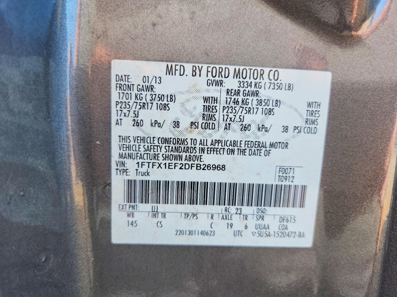 2013 Ford F150 Super Cab Gray vin: 1FTFX1EF2DFB26968