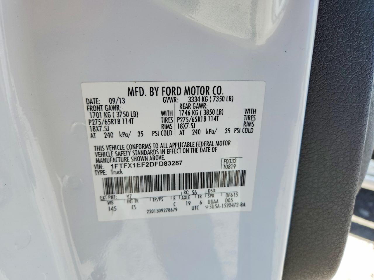 2013 Ford F150 Super Cab White vin: 1FTFX1EF2DFD83287