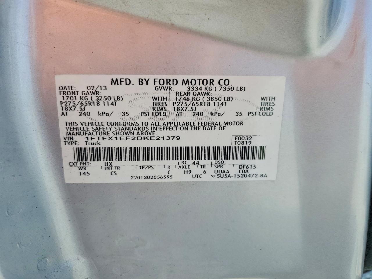 2013 Ford F150 Super Cab Серебряный vin: 1FTFX1EF2DKE21379