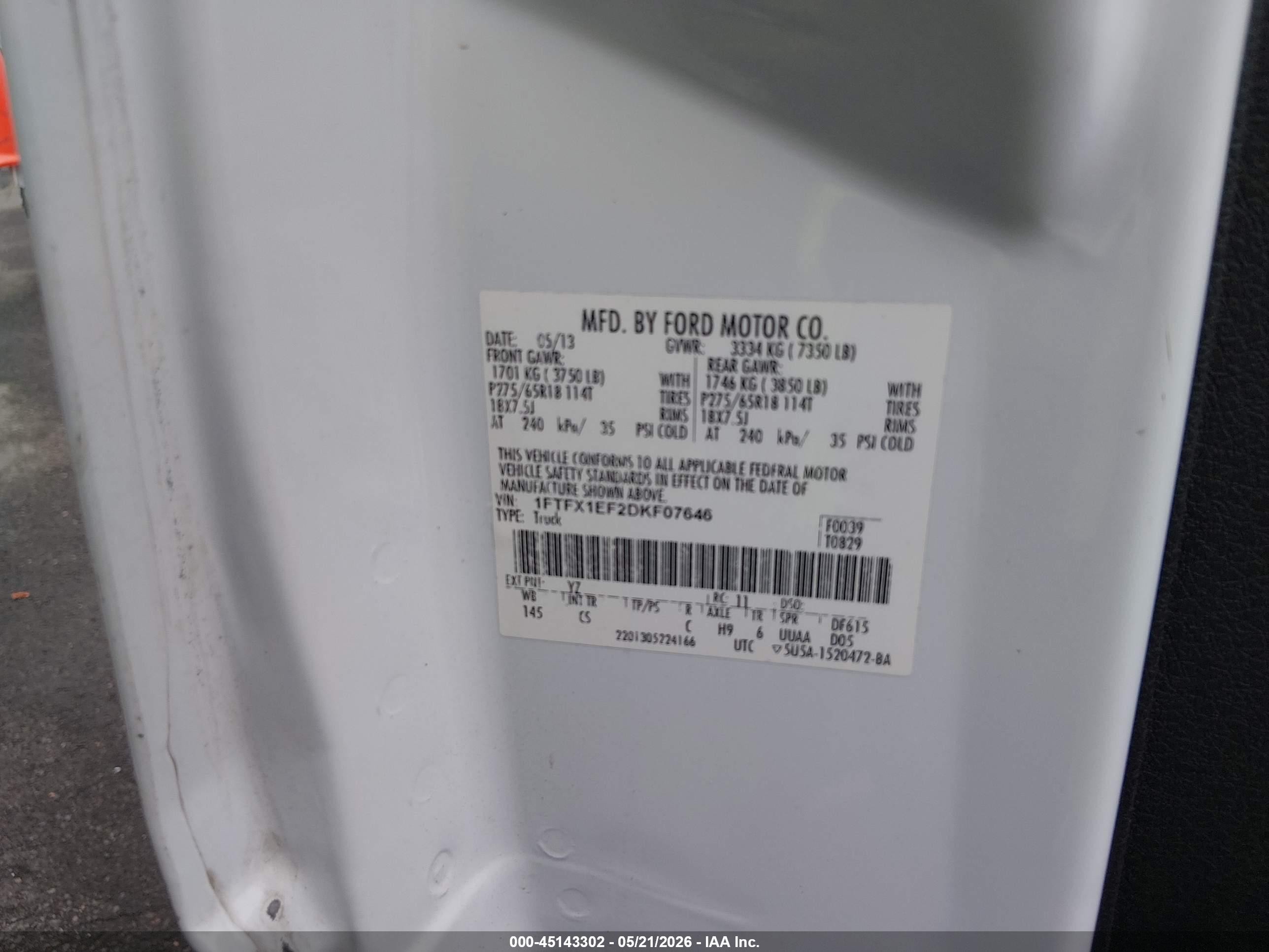 2013 Ford F-150 Stx Белый vin: 1FTFX1EF2DKF07646