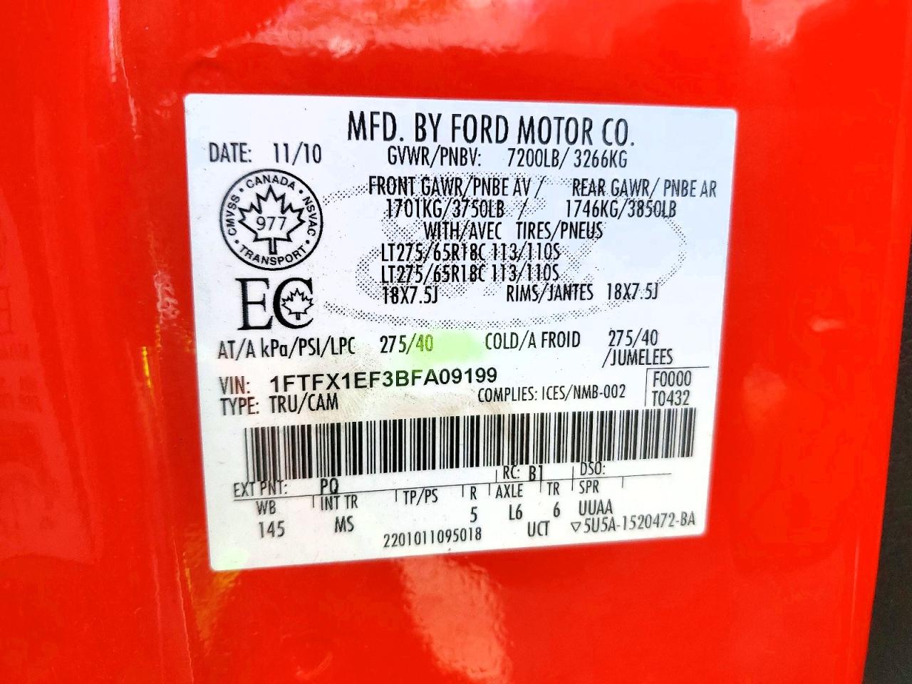 2011 Ford F150 Super Cab Red vin: 1FTFX1EF3BFA09199