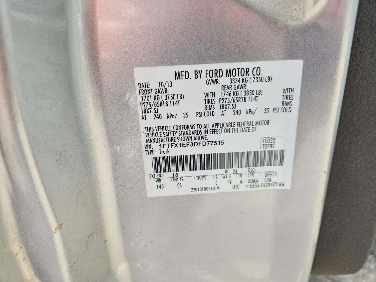 2013 Ford F150 Super Cab Silver vin: 1FTFX1EF3DFD77515