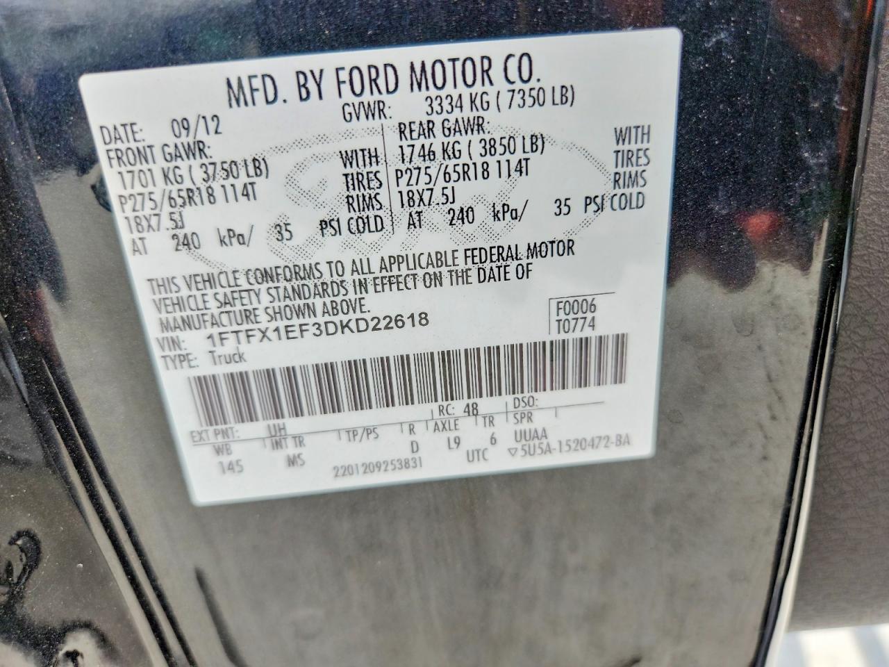 2013 Ford F150 Super Cab Black vin: 1FTFX1EF3DKD22618
