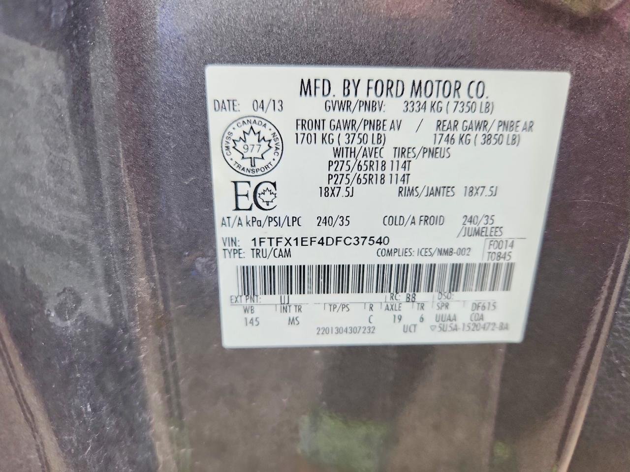 2013 Ford F150 Gray vin: 1FTFX1EF4DFC37540