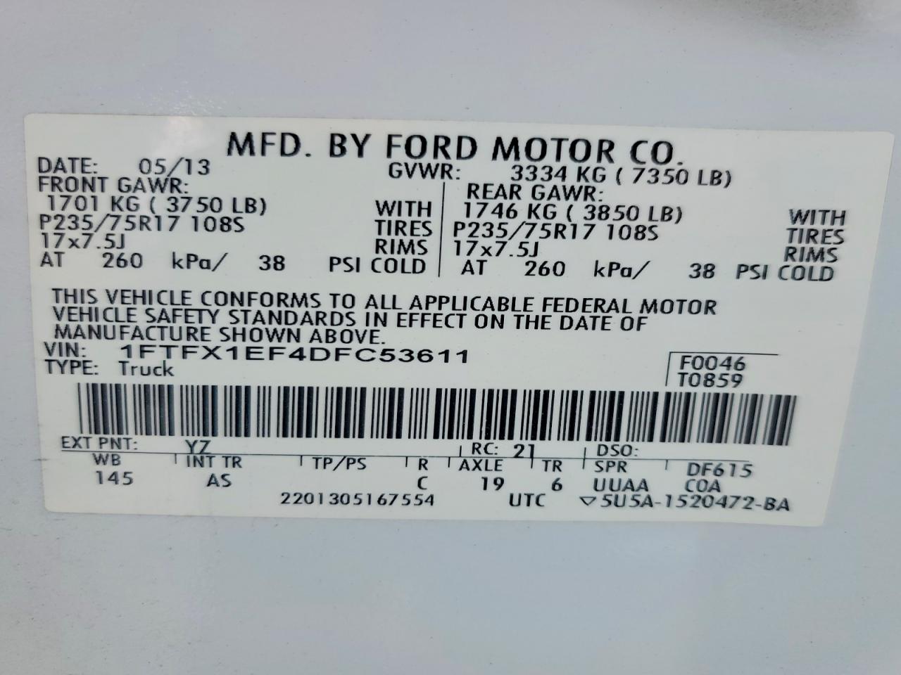 2013 Ford F150 Super Cab Белый vin: 1FTFX1EF4DFC53611