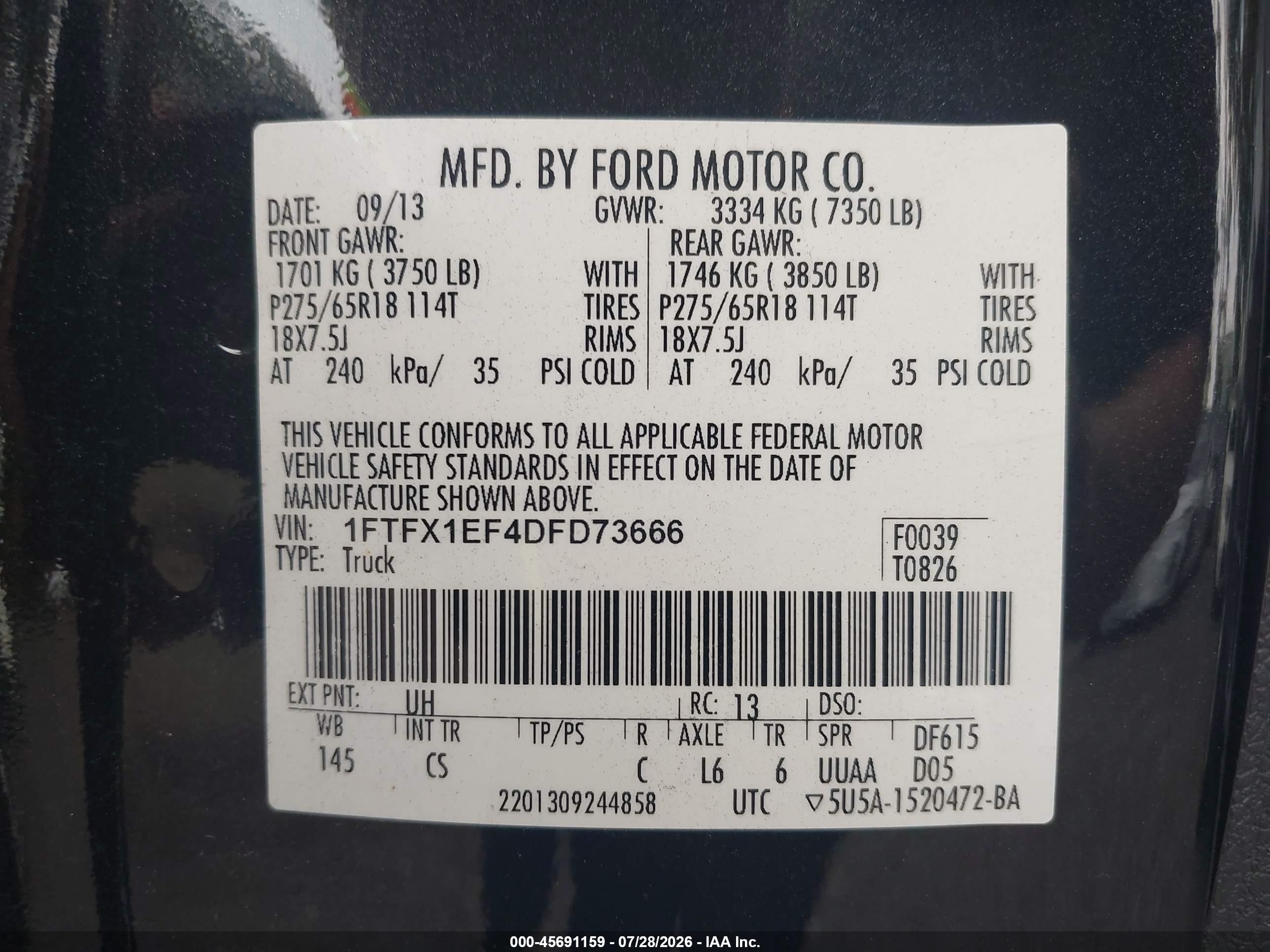 2013 Ford F-150 Stx Black vin: 1FTFX1EF4DFD73666