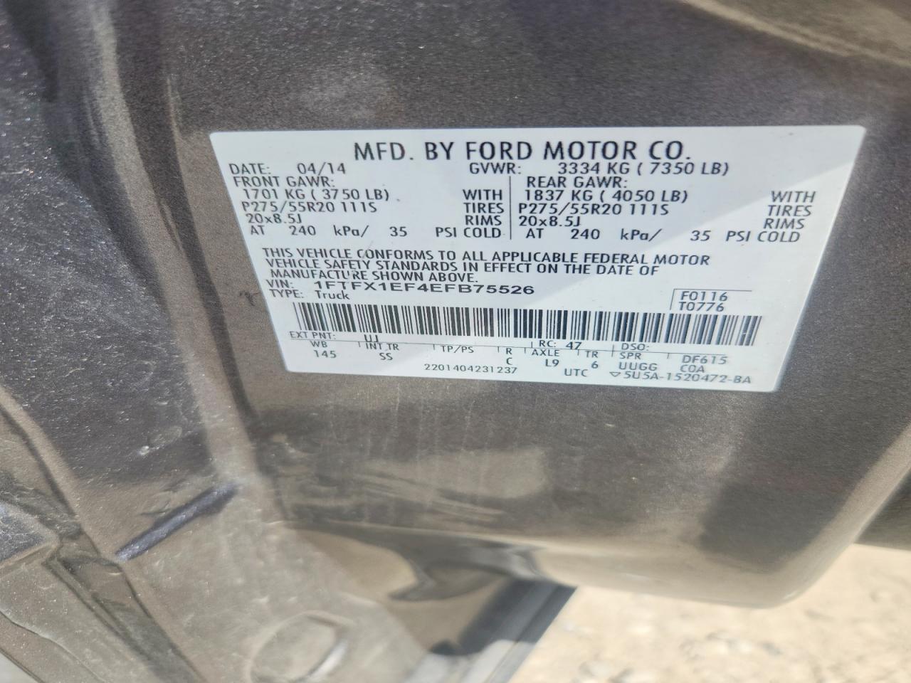 2014 Ford F150 Super Cab Silver vin: 1FTFX1EF4EFB75526