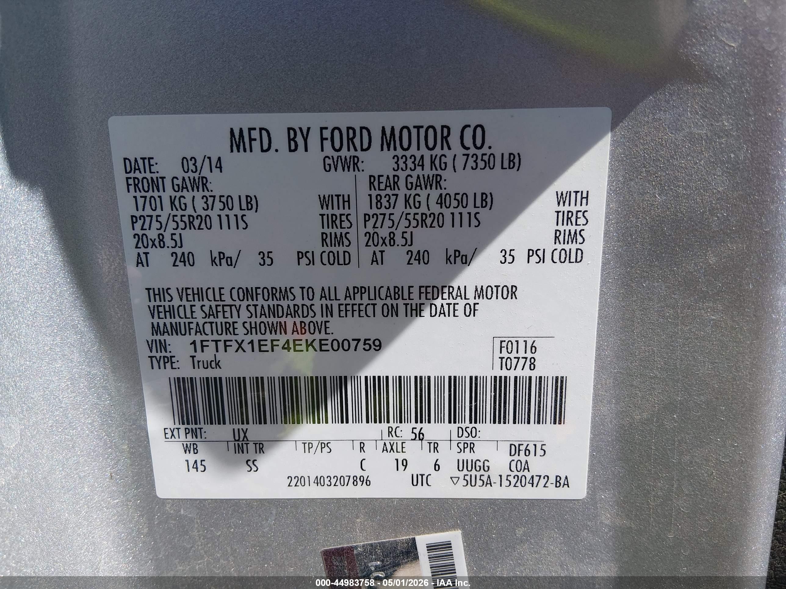 2014 Ford F-150 Stx Silver vin: 1FTFX1EF4EKE00759