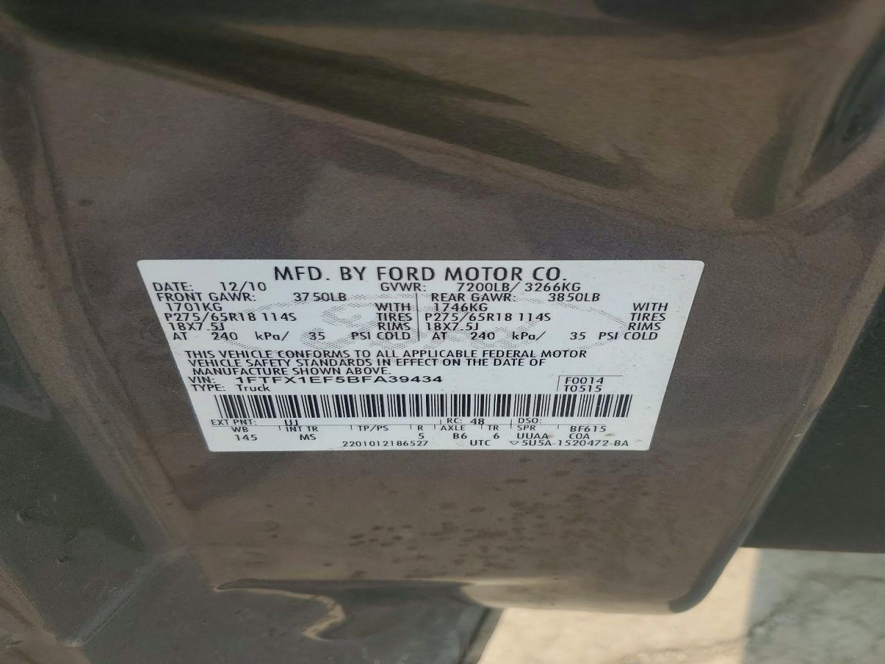 2011 Ford F150 Super Cab Gray vin: 1FTFX1EF5BFA39434