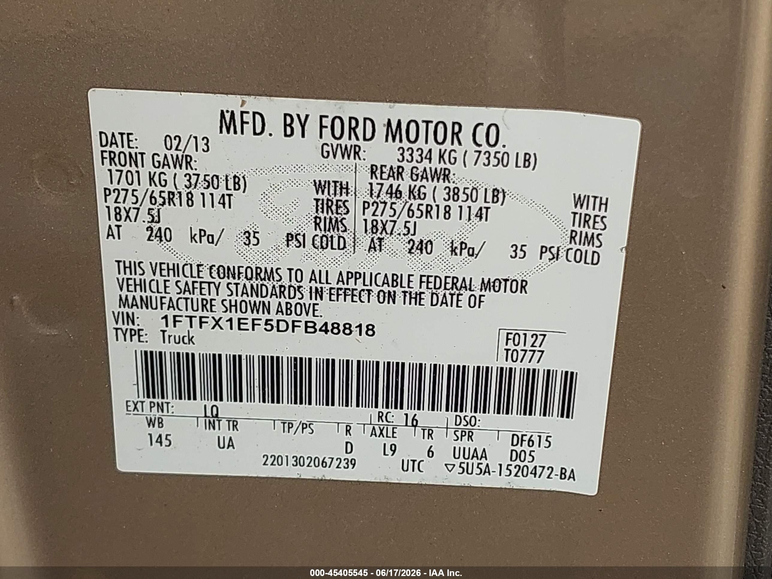 2013 Ford F-150 Xlt Gold vin: 1FTFX1EF5DFB48818