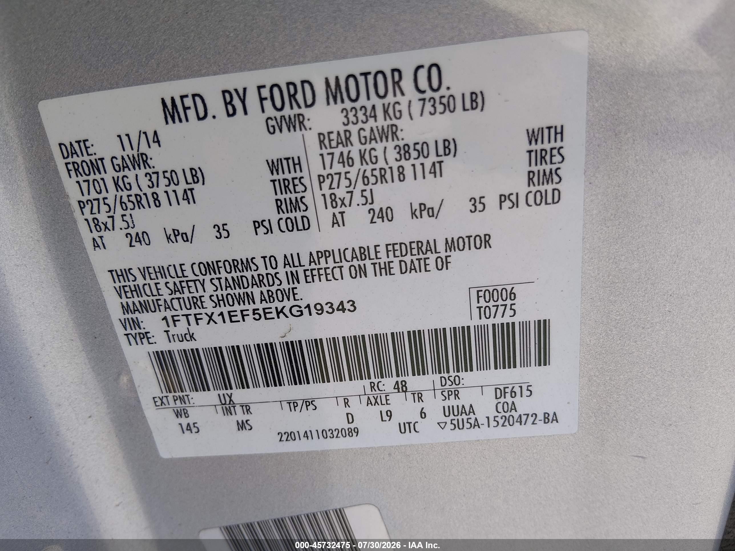 2014 Ford F-150 Xlt Silver vin: 1FTFX1EF5EKG19343