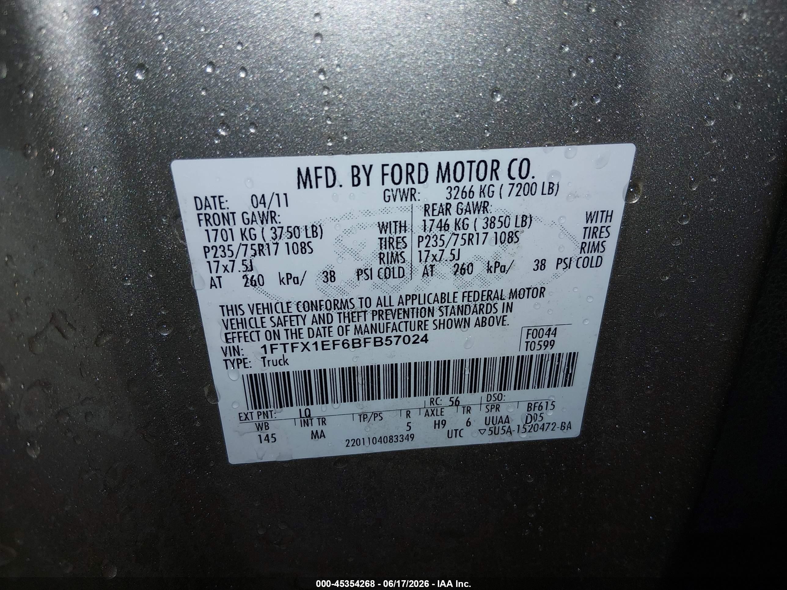 2011 Ford F-150 Xlt Gold vin: 1FTFX1EF6BFB57024