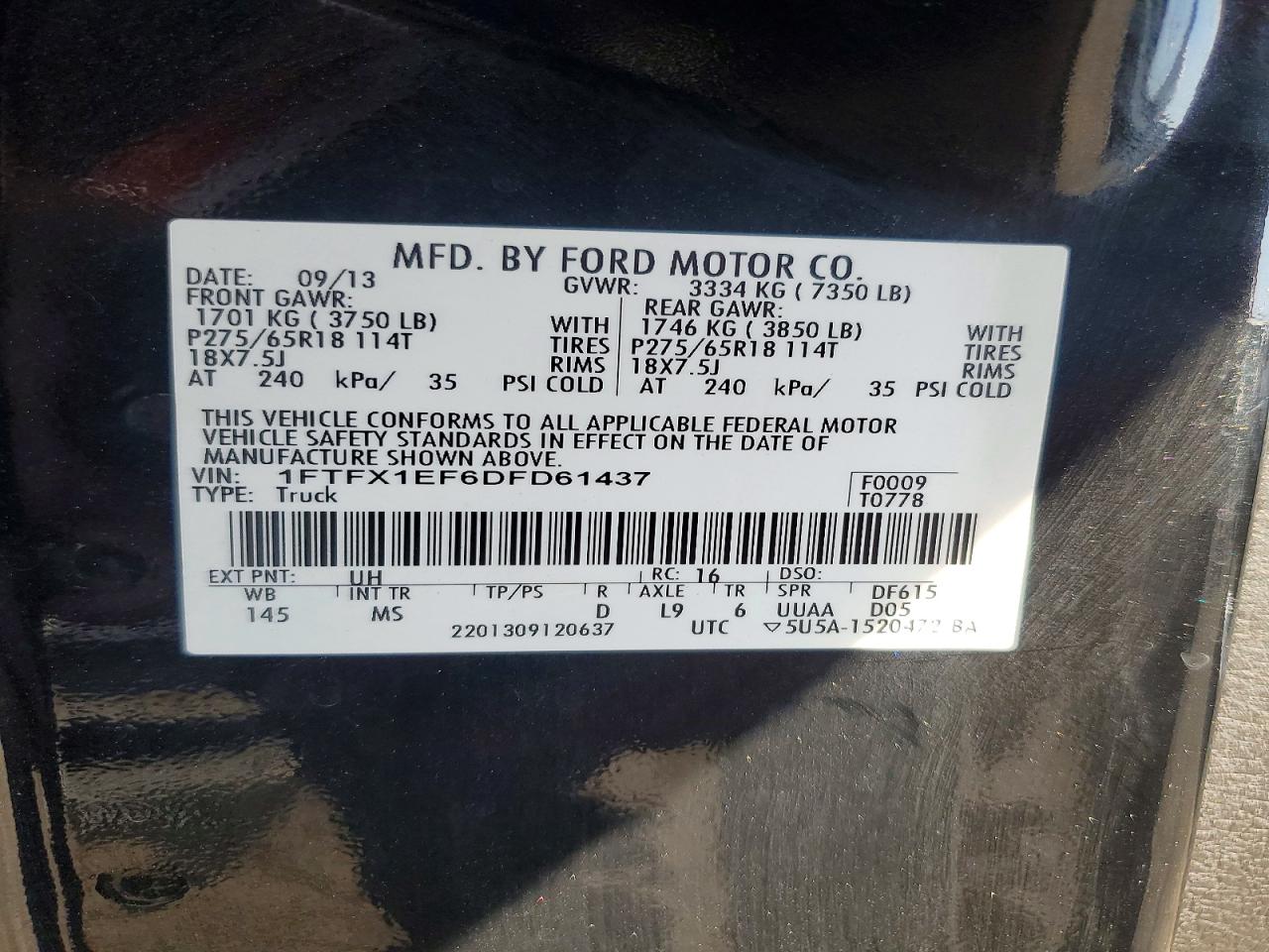 2013 Ford F150 Super Cab Black vin: 1FTFX1EF6DFD61437