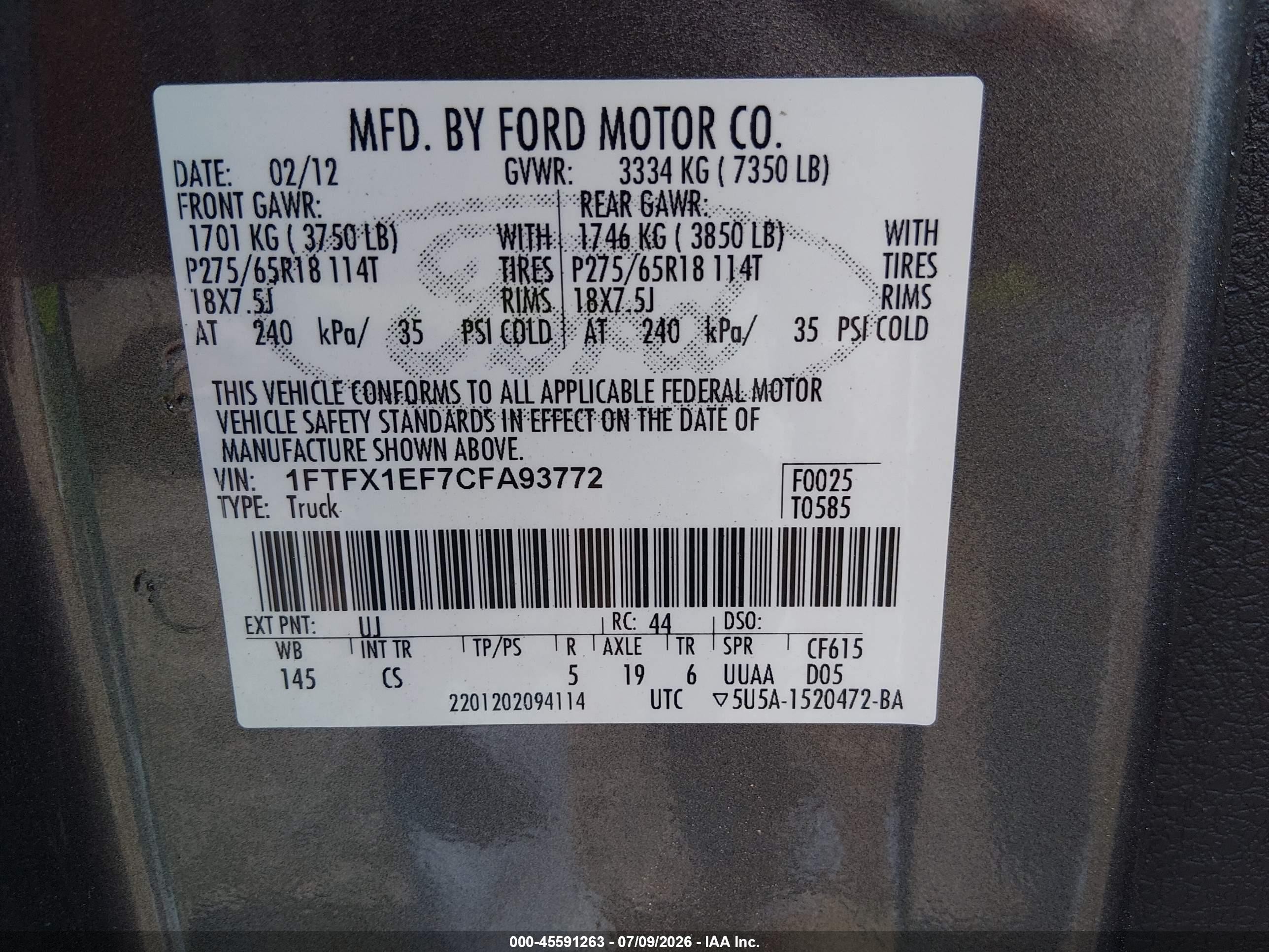 2012 Ford F-150 Stx Gray vin: 1FTFX1EF7CFA93772