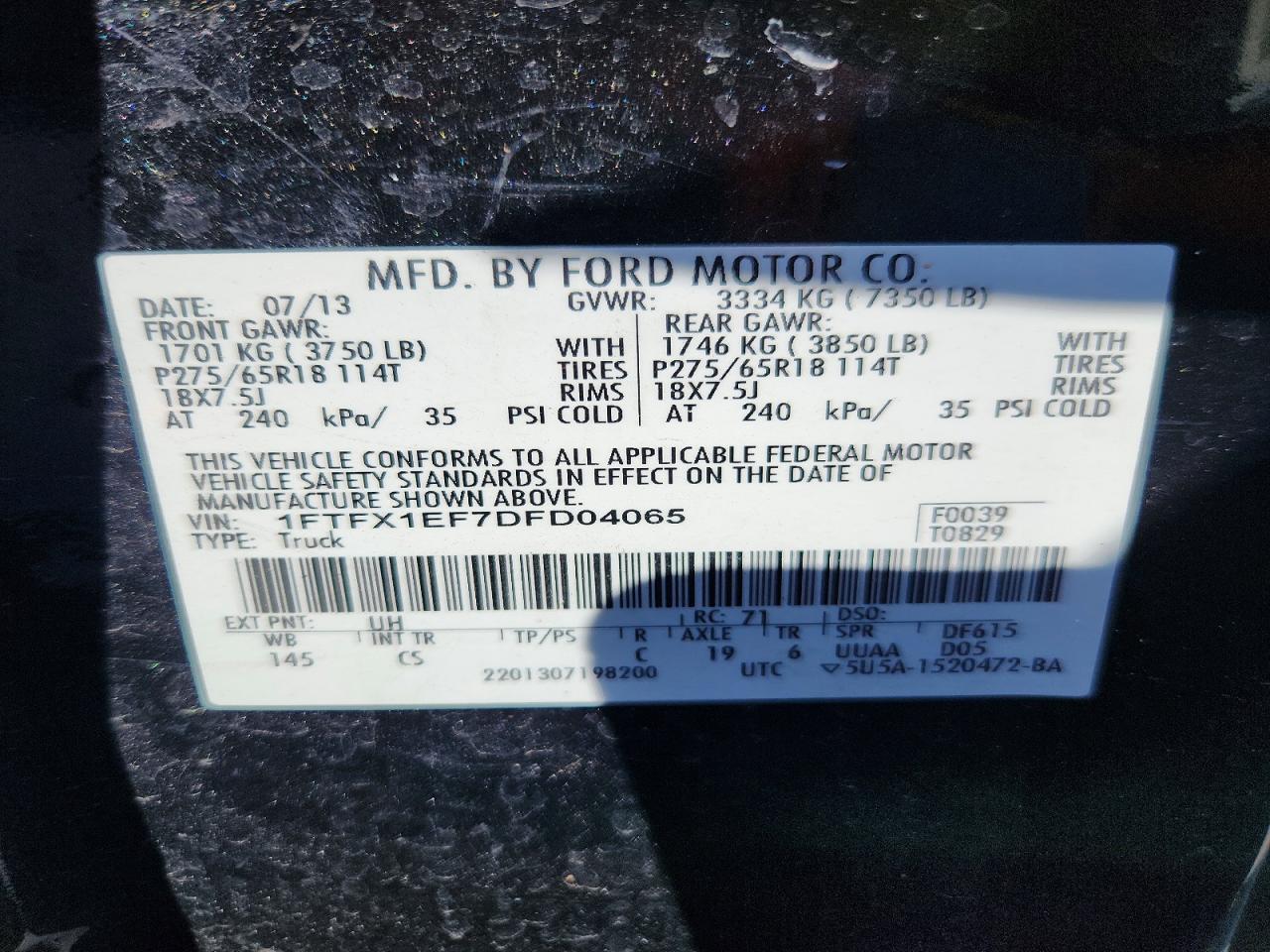 2013 Ford F150 Super Cab Black vin: 1FTFX1EF7DFD04065