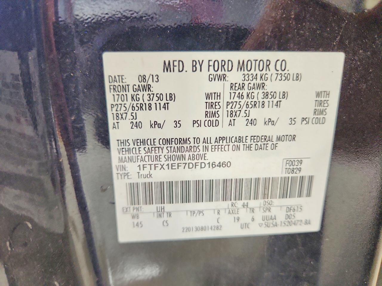 2013 Ford F150 Super Cab Black vin: 1FTFX1EF7DFD16460