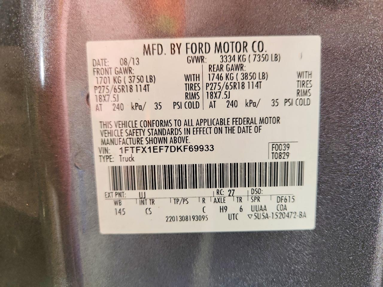 2013 Ford F150 Super Cab Gray vin: 1FTFX1EF7DKF69933