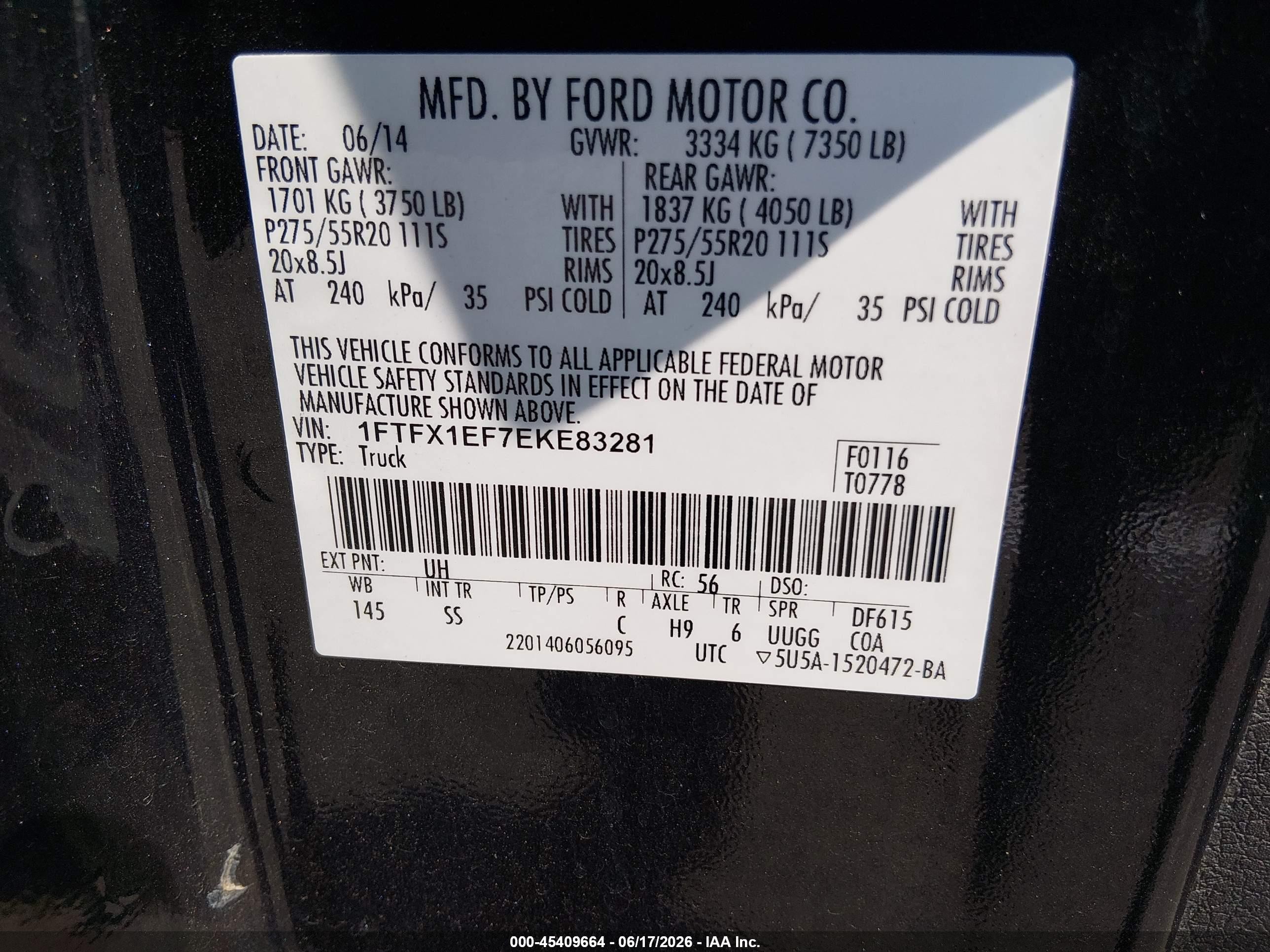 2014 Ford F-150 Stx Black vin: 1FTFX1EF7EKE83281