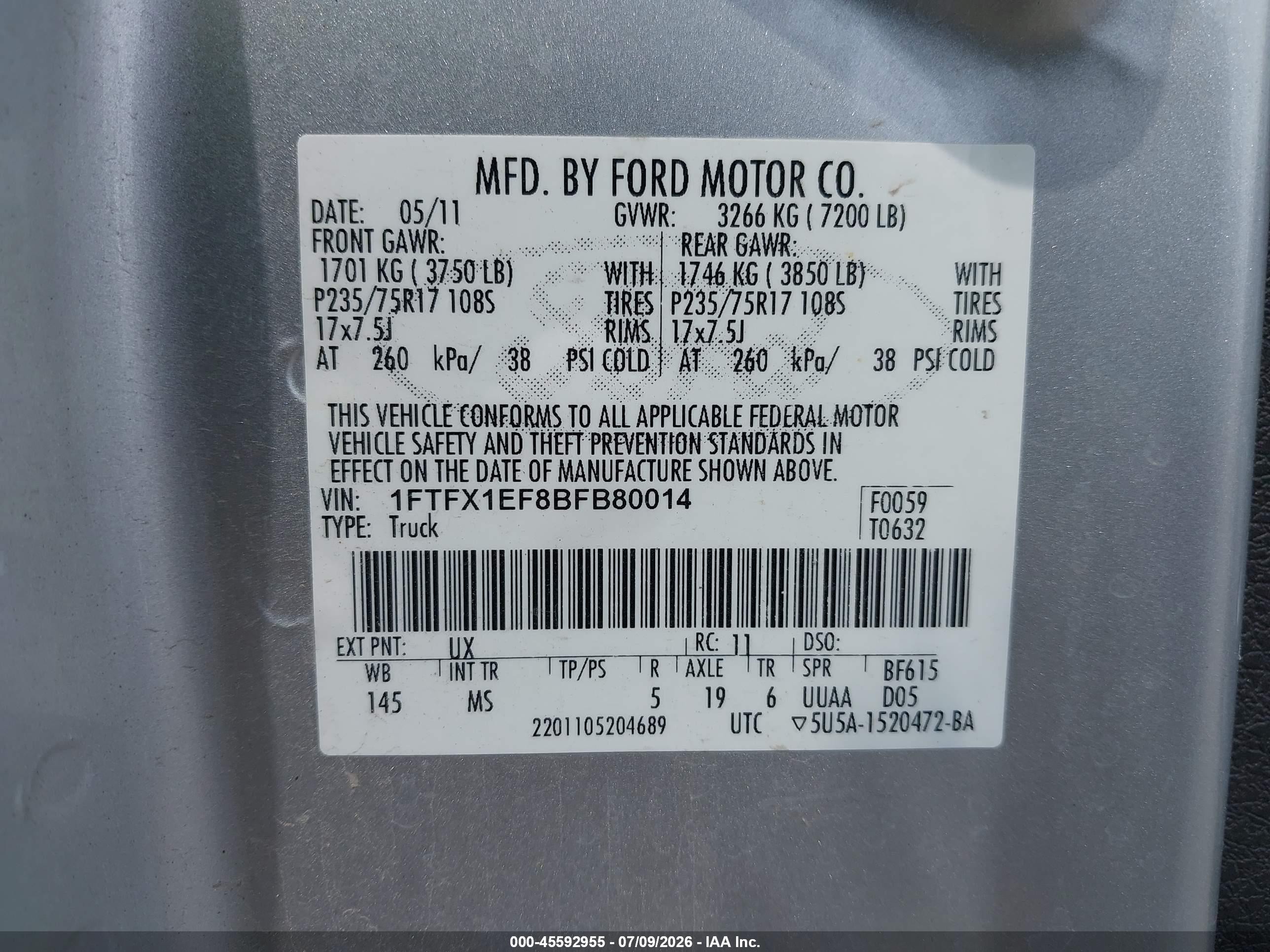 2011 Ford F-150 Xlt Silver vin: 1FTFX1EF8BFB80014