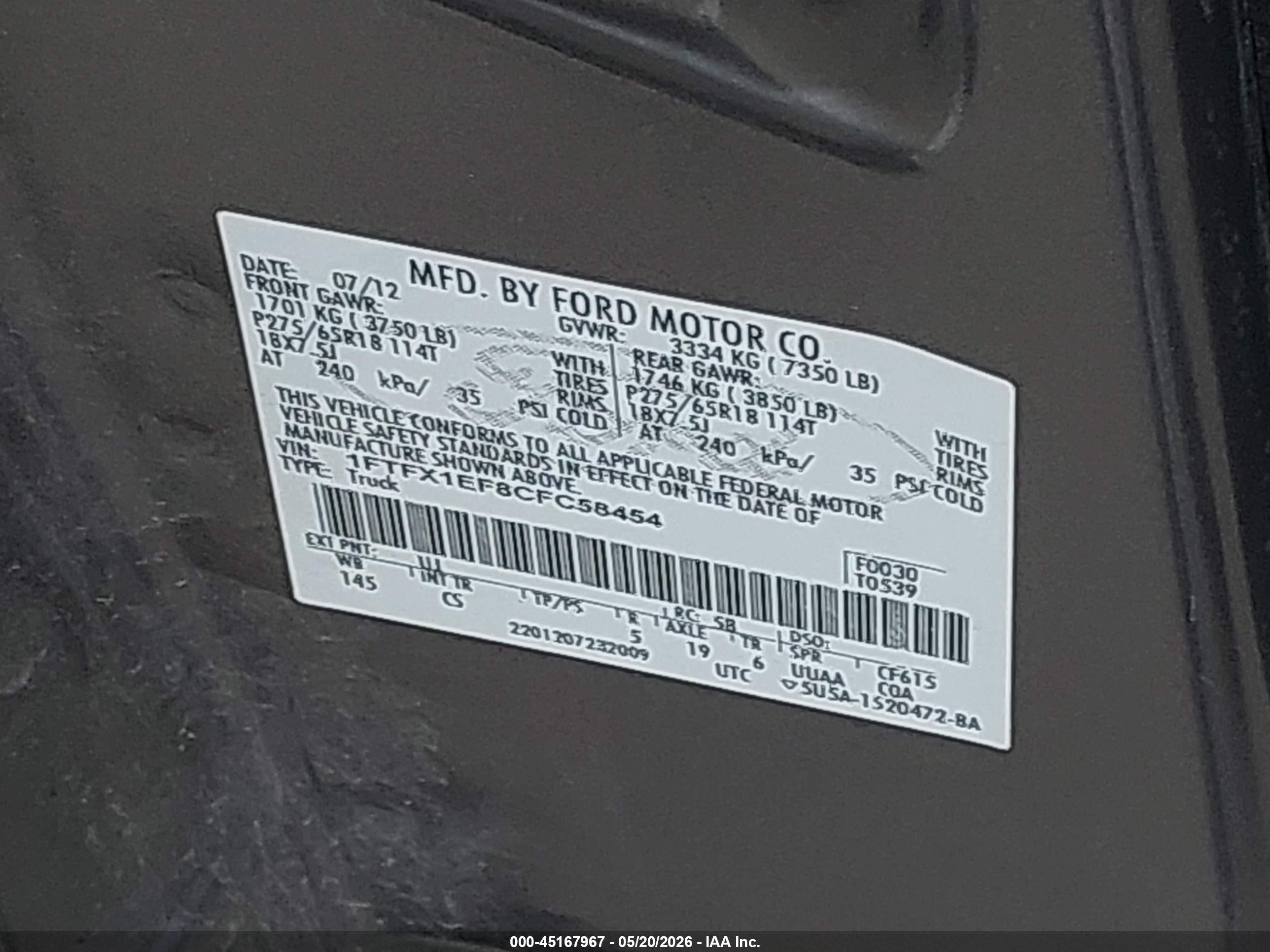 2012 Ford F-150 Stx Gray vin: 1FTFX1EF8CFC58454