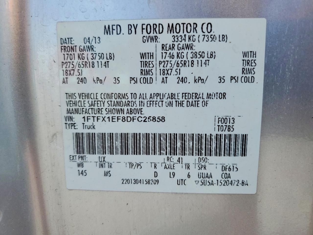 2013 Ford F150 Super Cab Silver vin: 1FTFX1EF8DFC25858