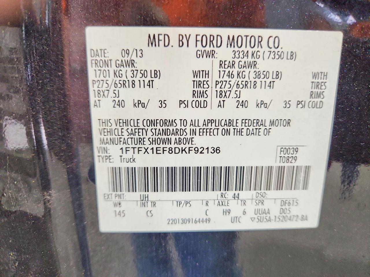 2013 Ford F150 Super Cab Black vin: 1FTFX1EF8DKF92136