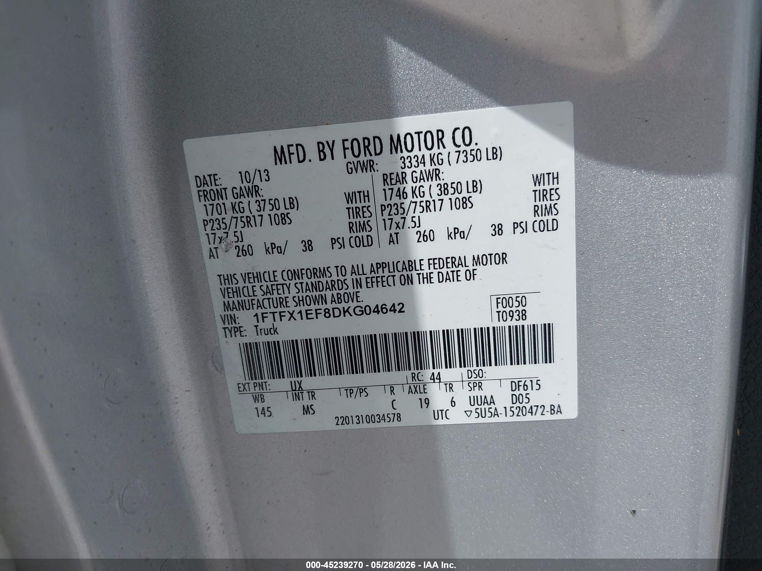 2013 Ford F-150 Xlt Silver vin: 1FTFX1EF8DKG04642