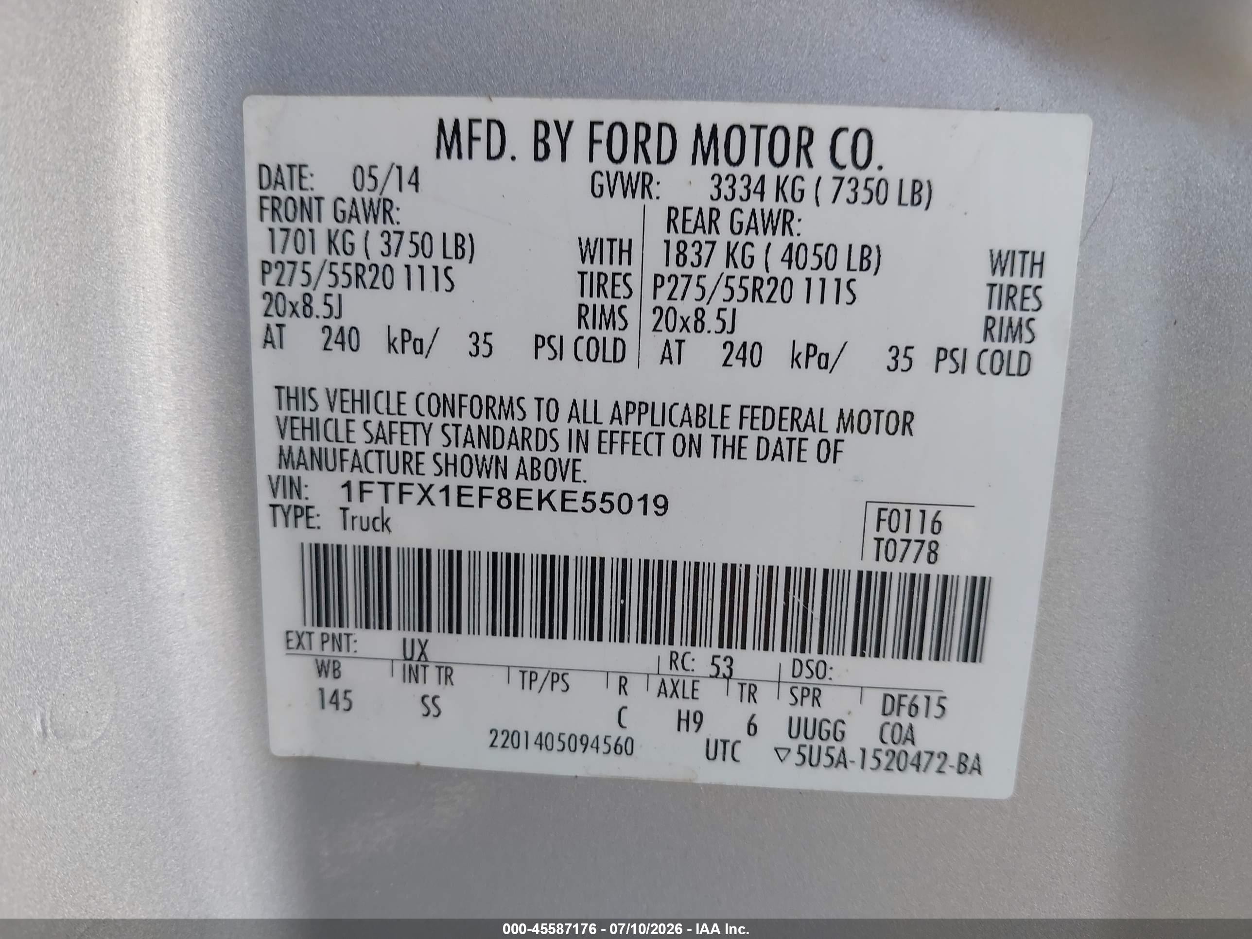 2014 Ford F-150 Stx Серый vin: 1FTFX1EF8EKE55019