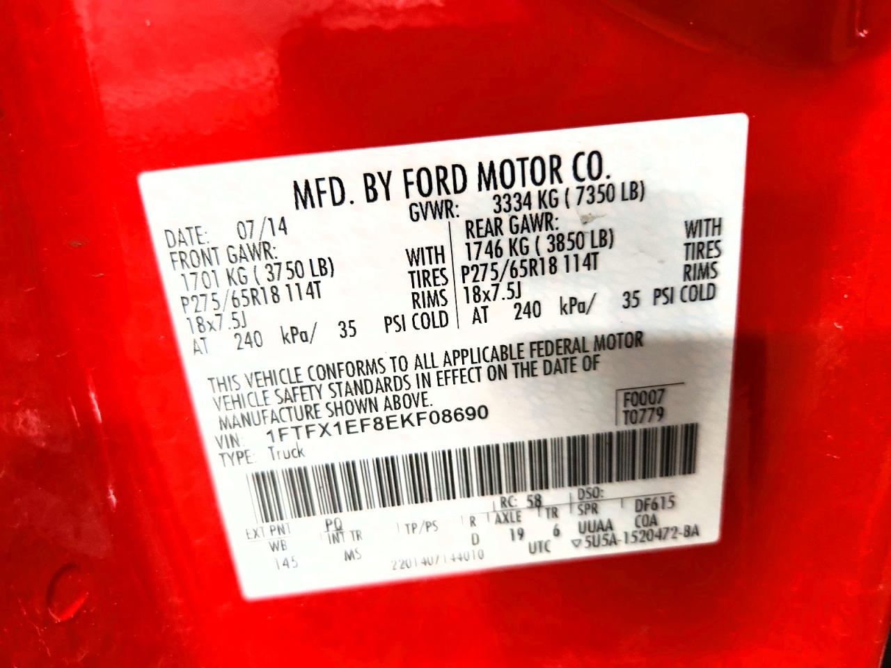 2014 Ford F150 Super Cab Red vin: 1FTFX1EF8EKF08690