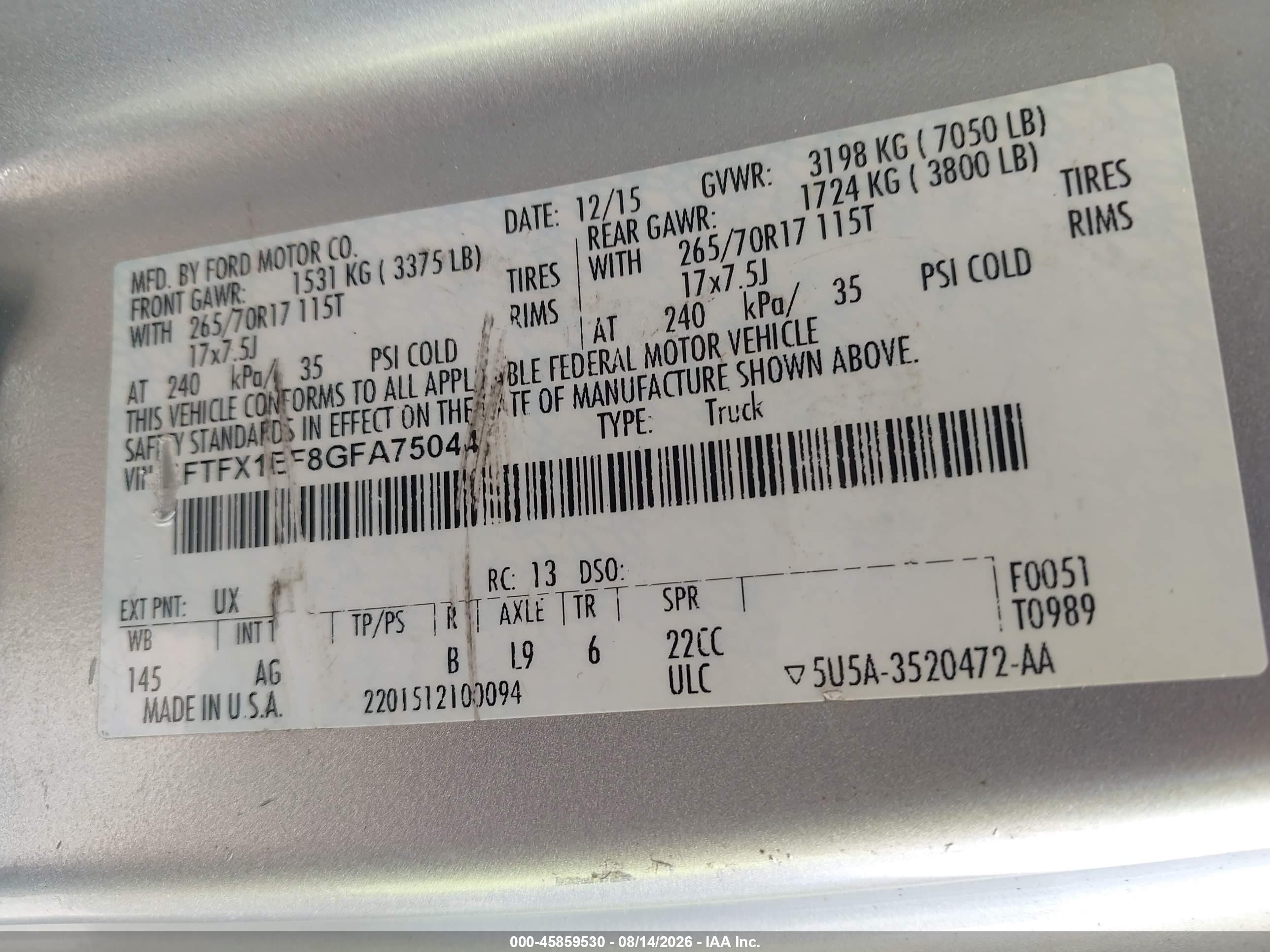 2016 Ford F-150 Xl Silver vin: 1FTFX1EF8GFA75044