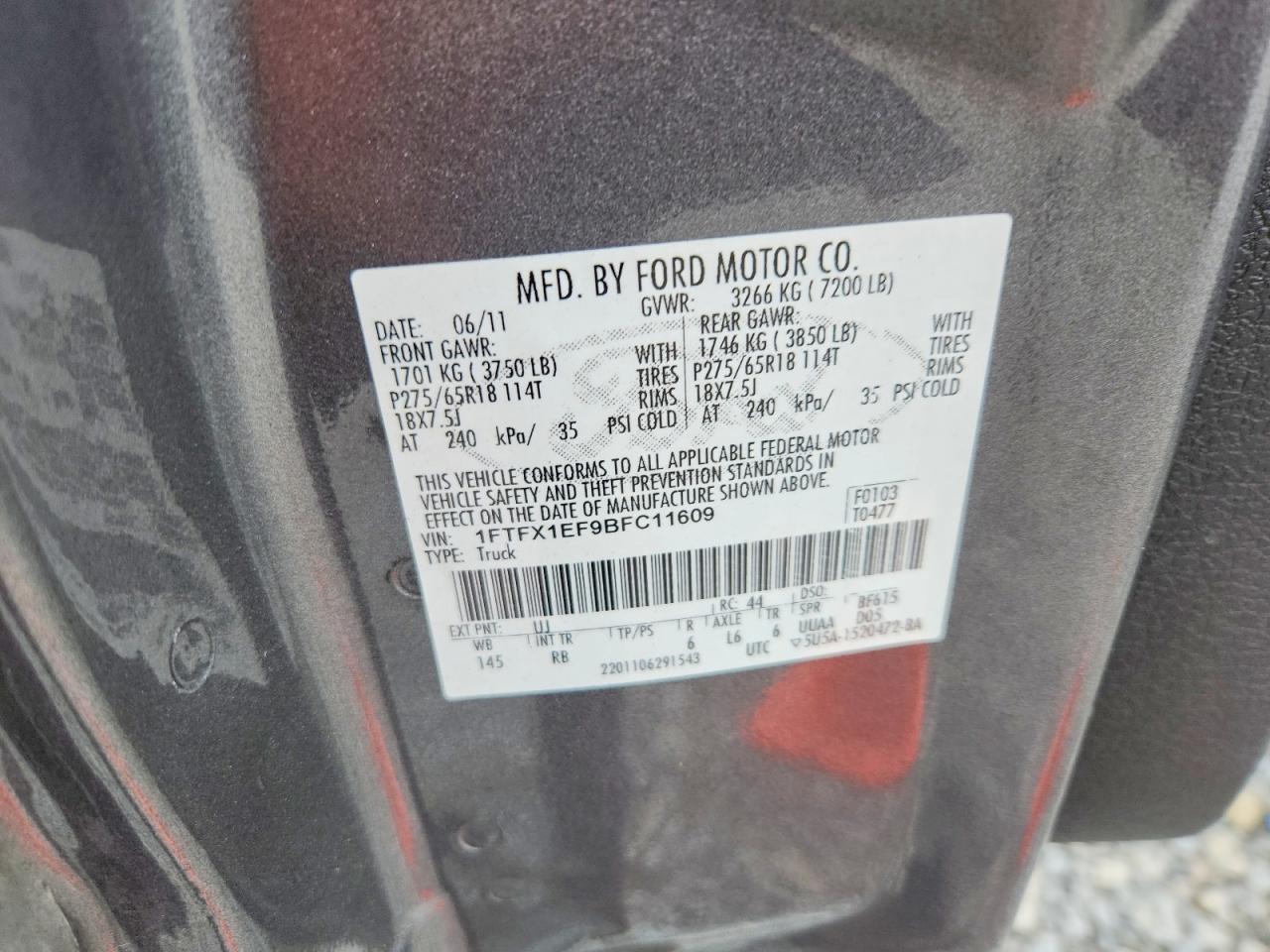 2011 Ford F150 Super Cab Gray vin: 1FTFX1EF9BFC11609