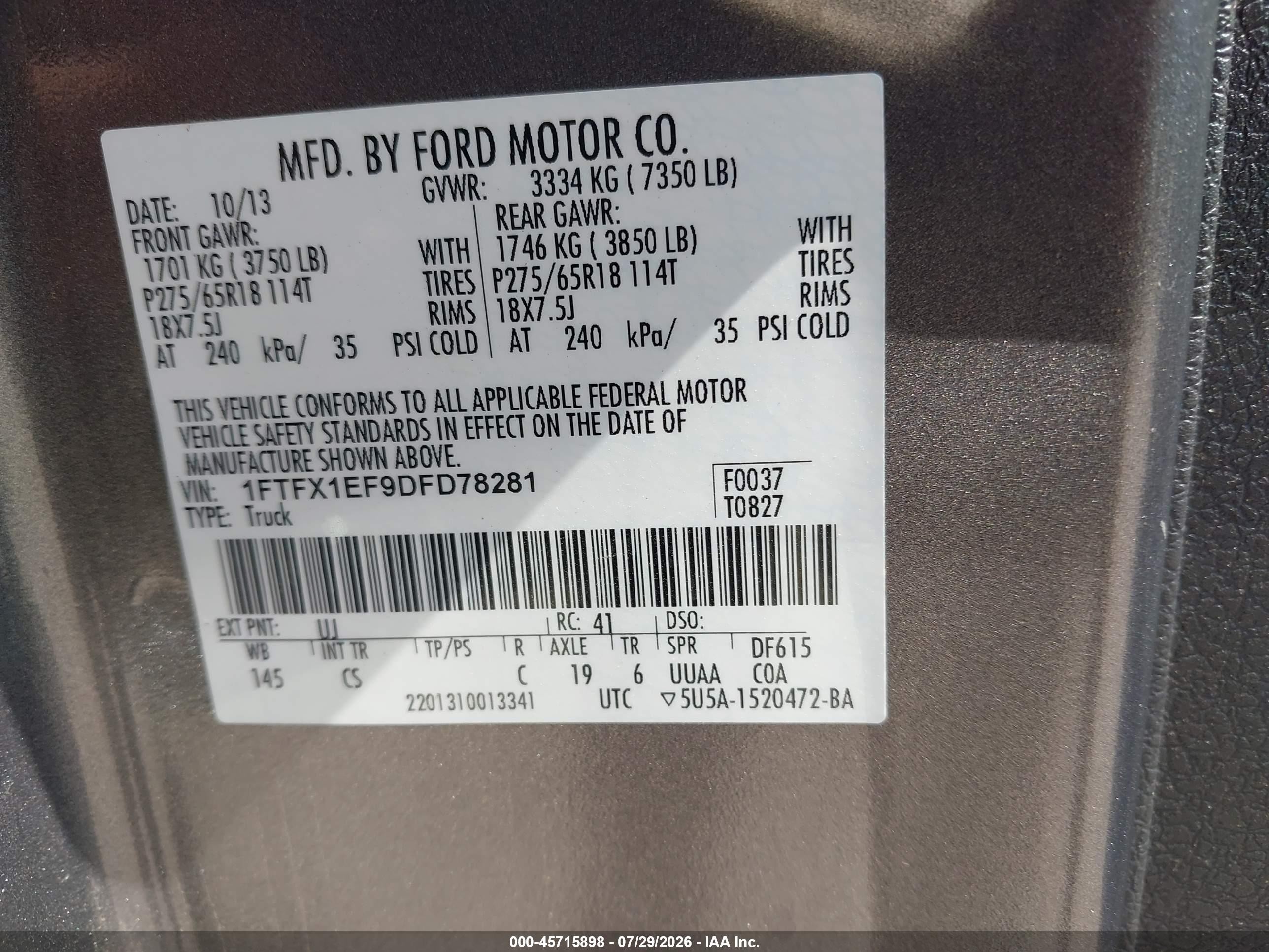2013 Ford F-150 Stx Gray vin: 1FTFX1EF9DFD78281