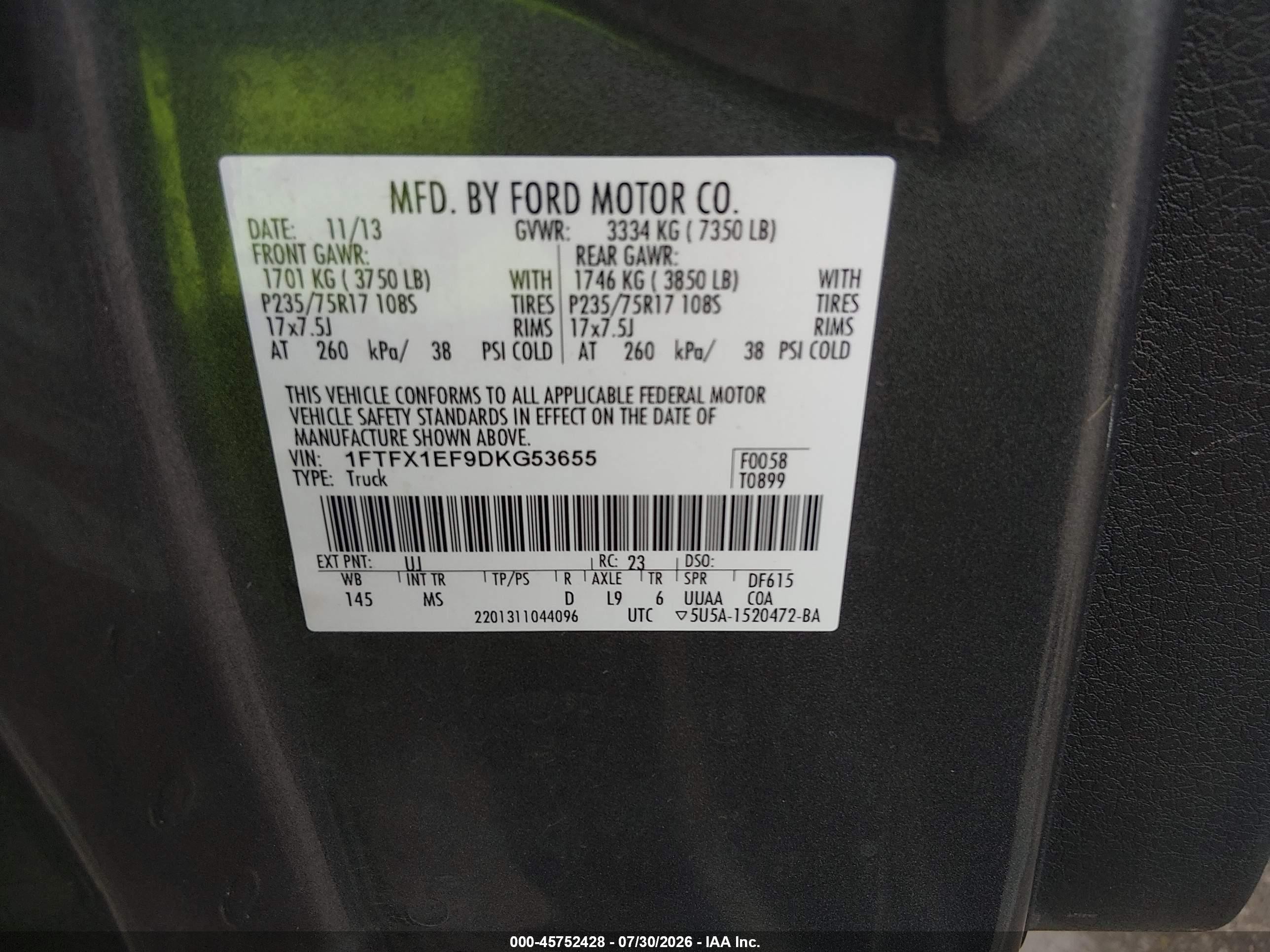 2013 Ford F-150 Xlt Gray vin: 1FTFX1EF9DKG53655