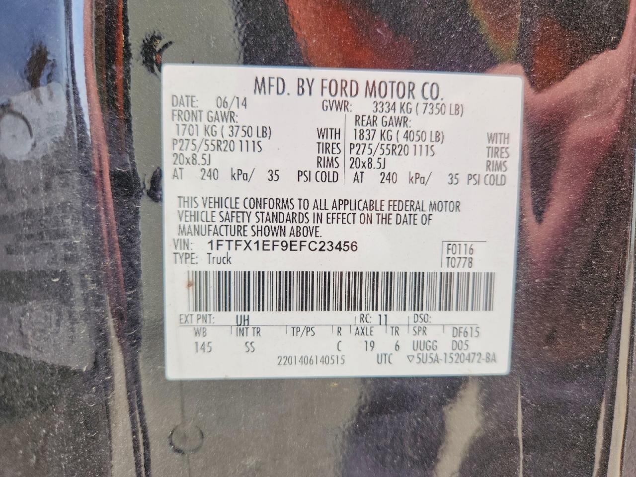 2014 Ford F150 Sc Pu Black vin: 1FTFX1EF9EFC23456