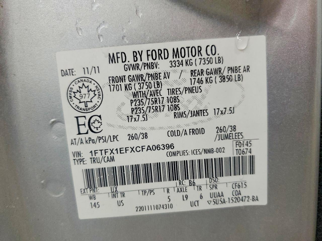 2012 Ford F150 Super Cab Silver vin: 1FTFX1EFXCFA06396