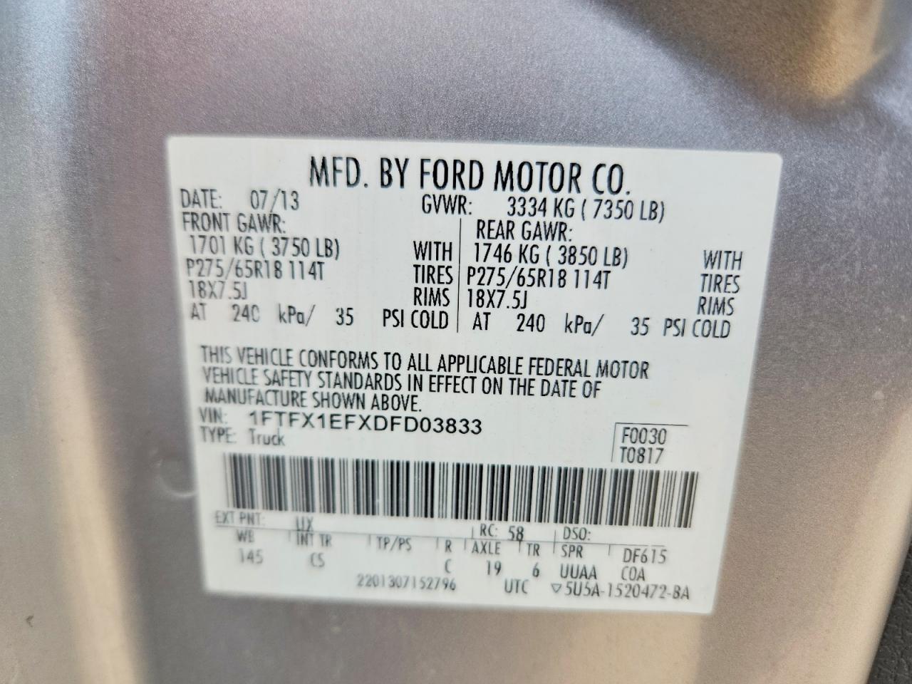 2013 Ford F150 Super Cab Silver vin: 1FTFX1EFXDFD03833