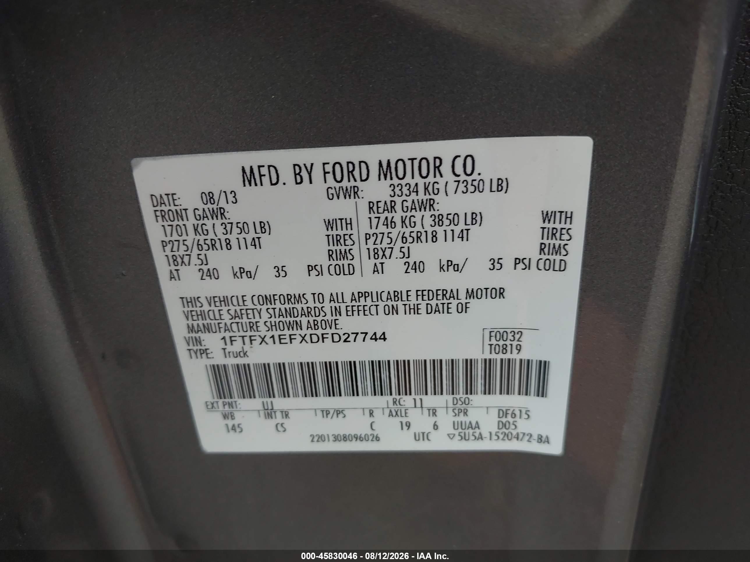 2013 Ford F-150 Stx Серый vin: 1FTFX1EFXDFD27744