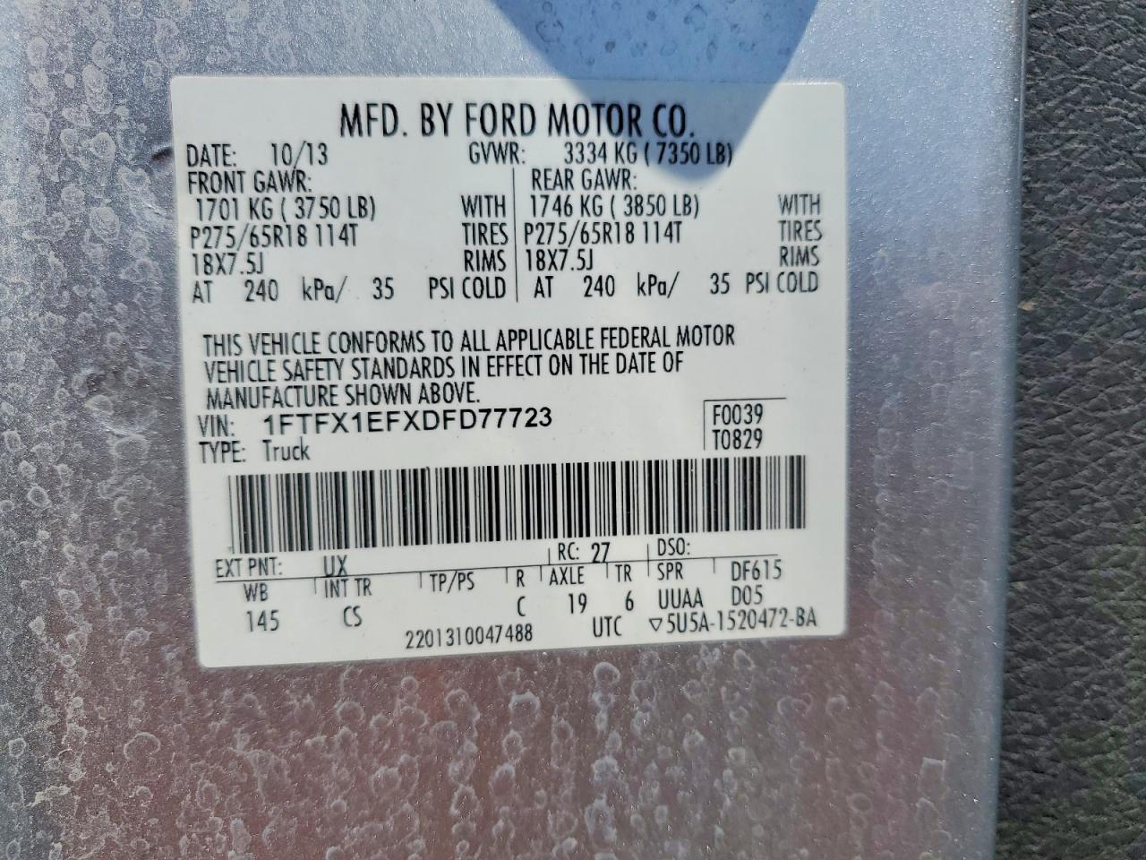 2013 Ford F150 Super Cab Silver vin: 1FTFX1EFXDFD77723
