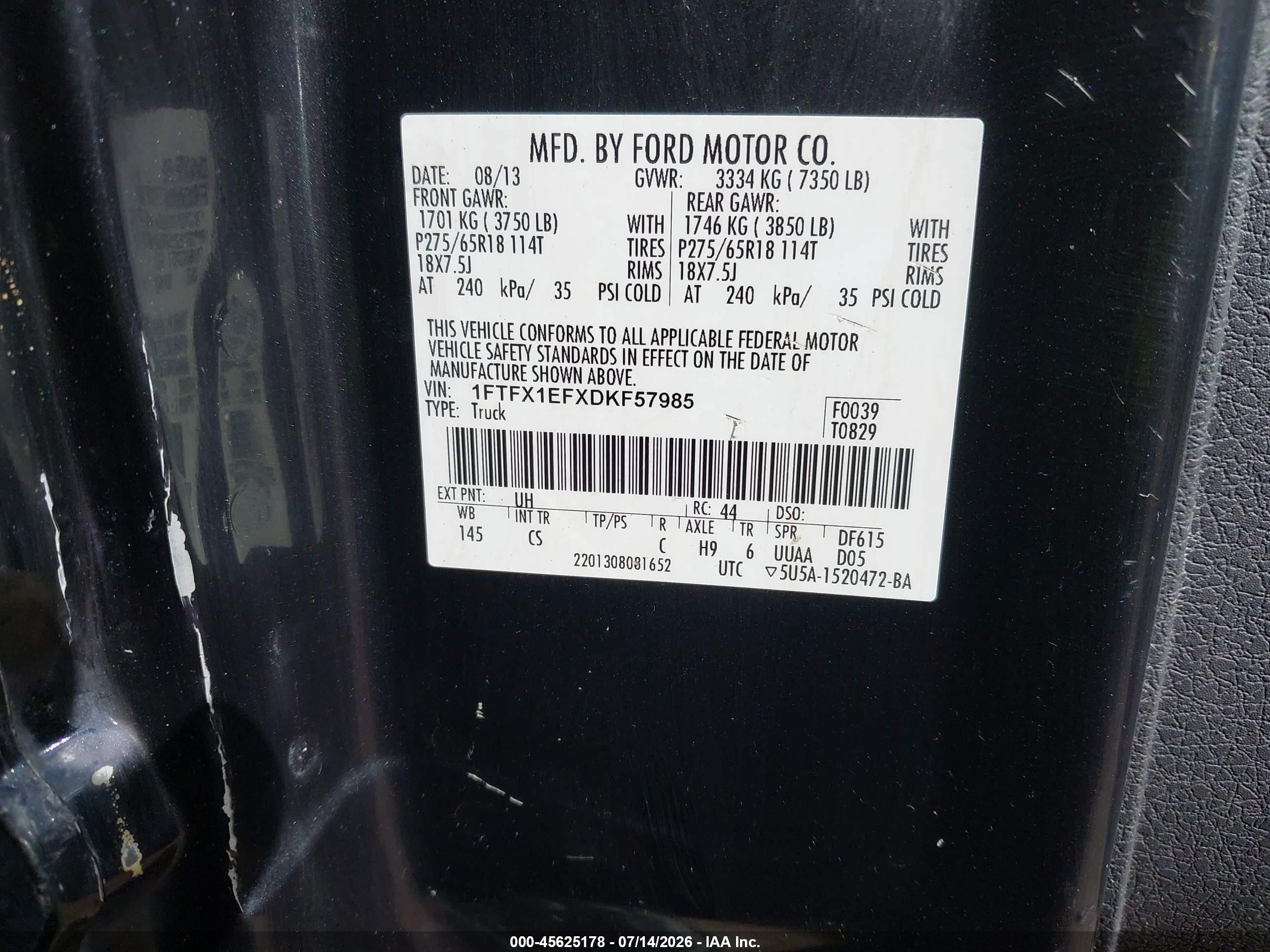 2013 Ford F-150 Stx Black vin: 1FTFX1EFXDKF57985