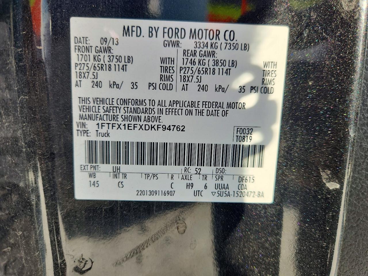 2013 Ford F150 Super Cab Black vin: 1FTFX1EFXDKF94762