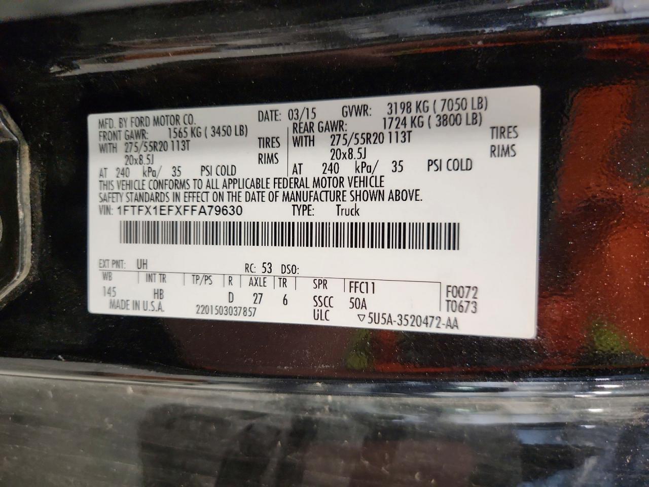 2015 Ford F150 Super Cab Black vin: 1FTFX1EFXFFA79630