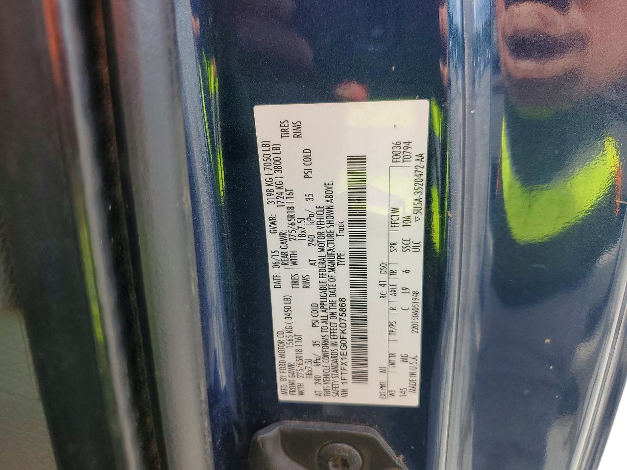 2015 Ford F150 Super Cab Blue vin: 1FTFX1EG0FKD75868