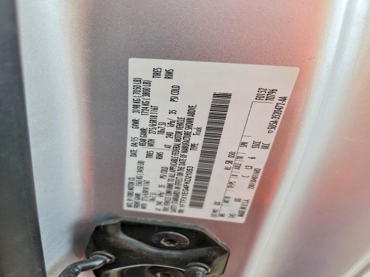 2015 Ford F150 Super Cab Silver vin: 1FTFX1EG4FKD21053