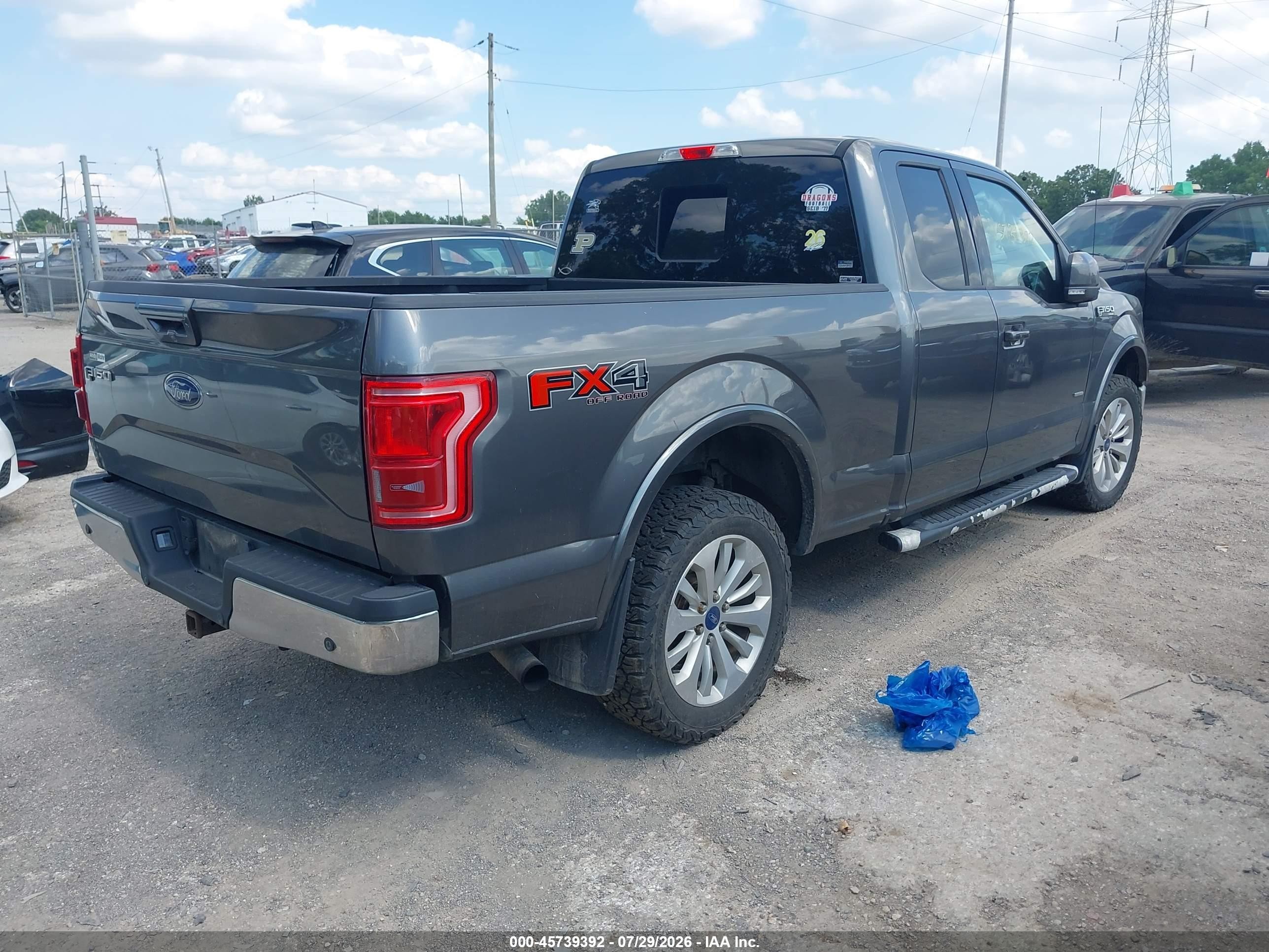 2015 Ford F-150 Lariat Gray vin: 1FTFX1EG7FKD07857
