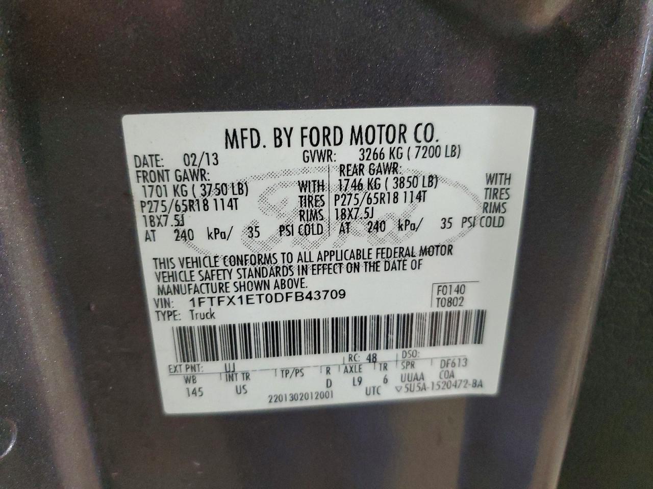 2013 Ford F150 Super Cab Gray vin: 1FTFX1ET0DFB43709