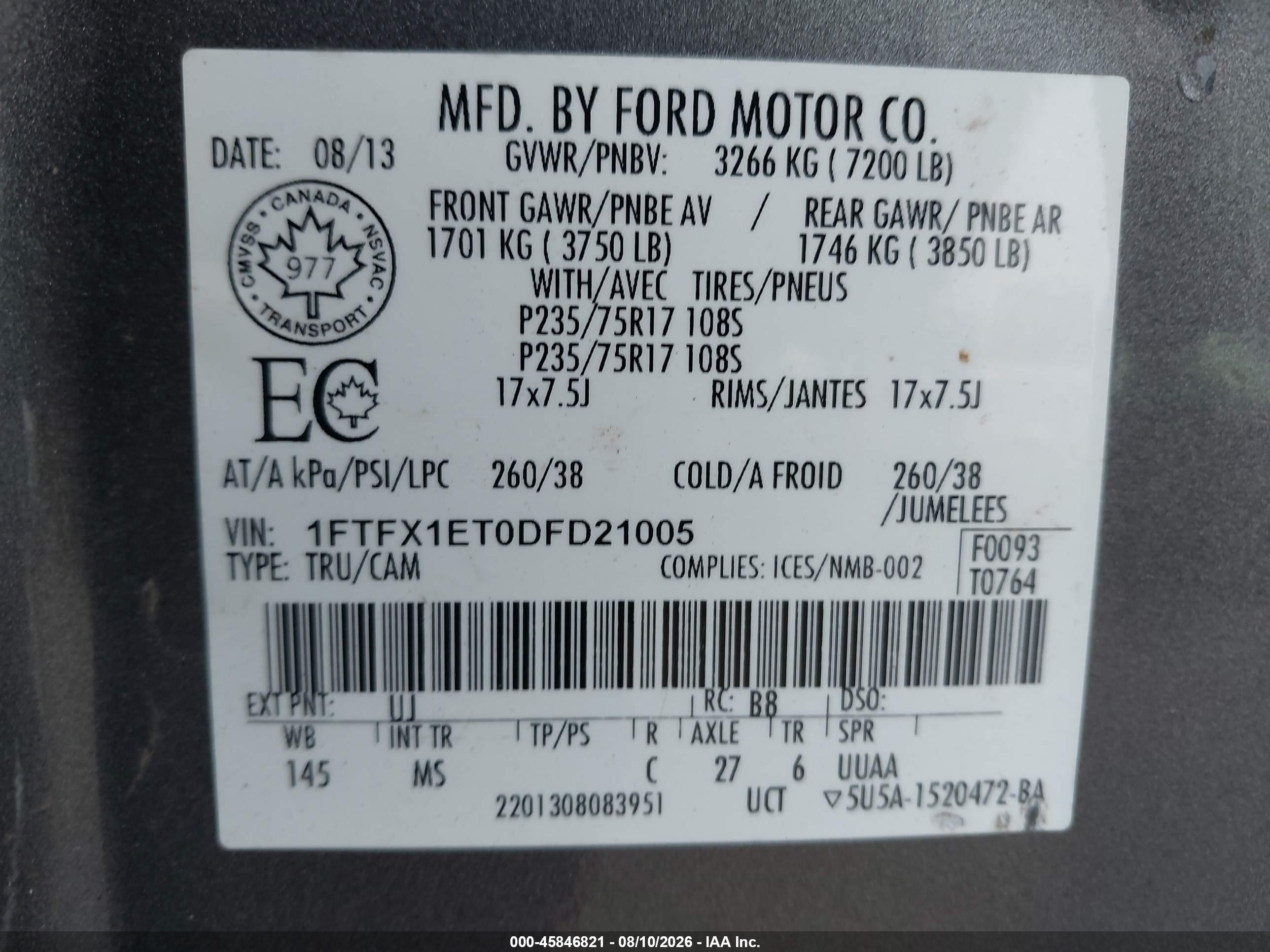 2013 Ford F-150 Xlt Gray vin: 1FTFX1ET0DFD21005