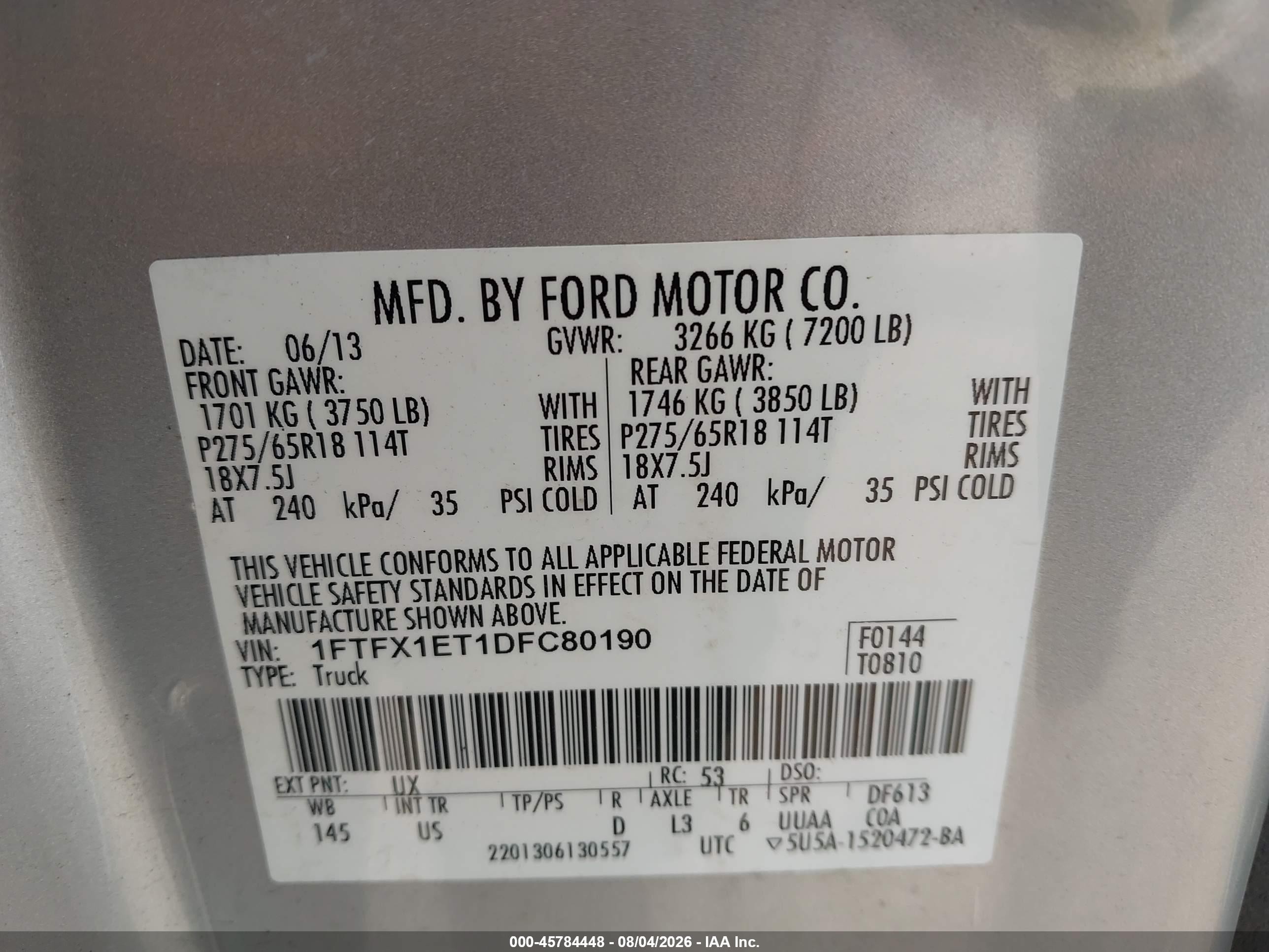 2013 Ford F150 Super Cab Серебряный vin: 1FTFX1ET1DFC80190