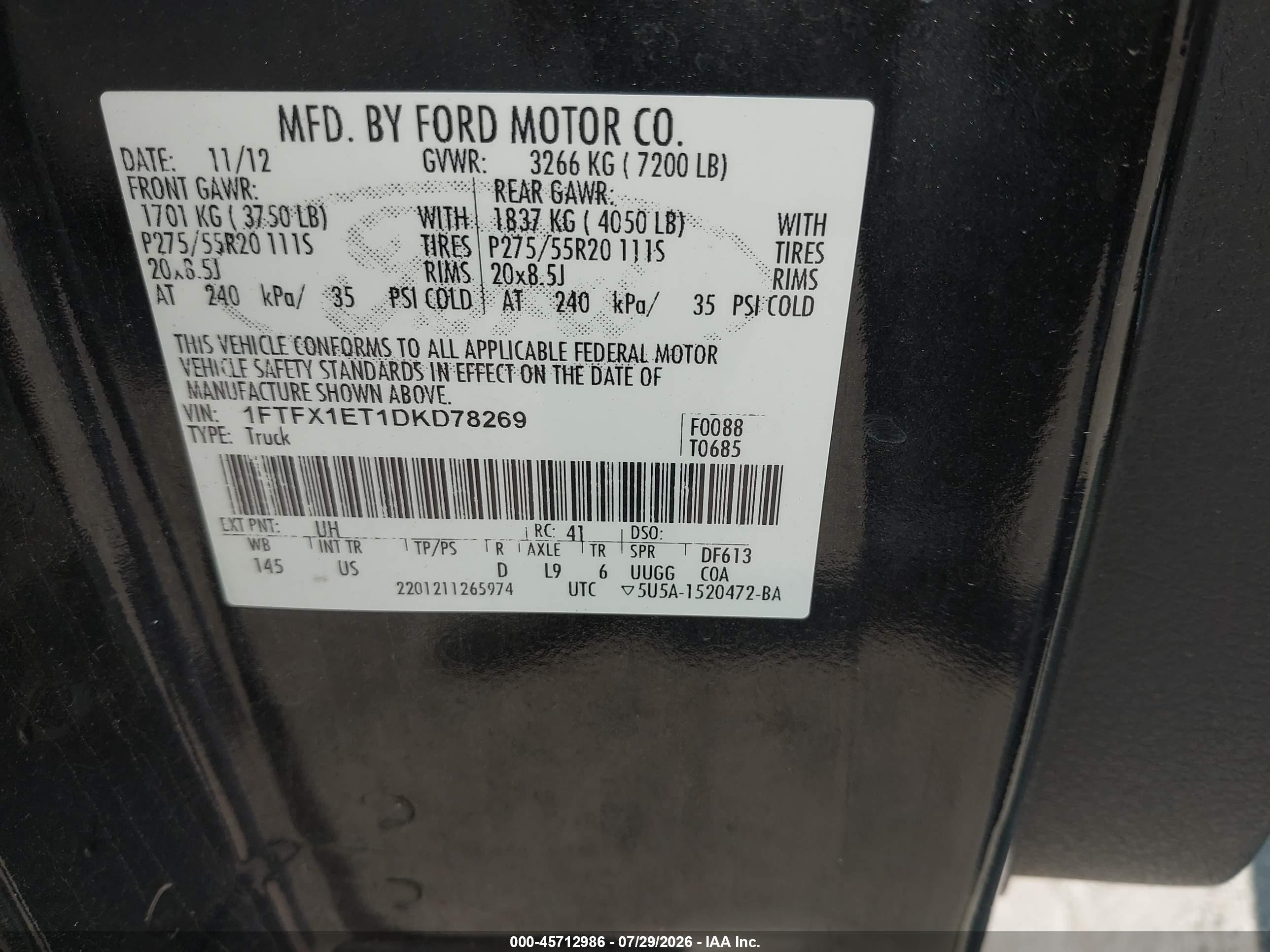 2013 Ford F-150 Xlt Black vin: 1FTFX1ET1DKD78269