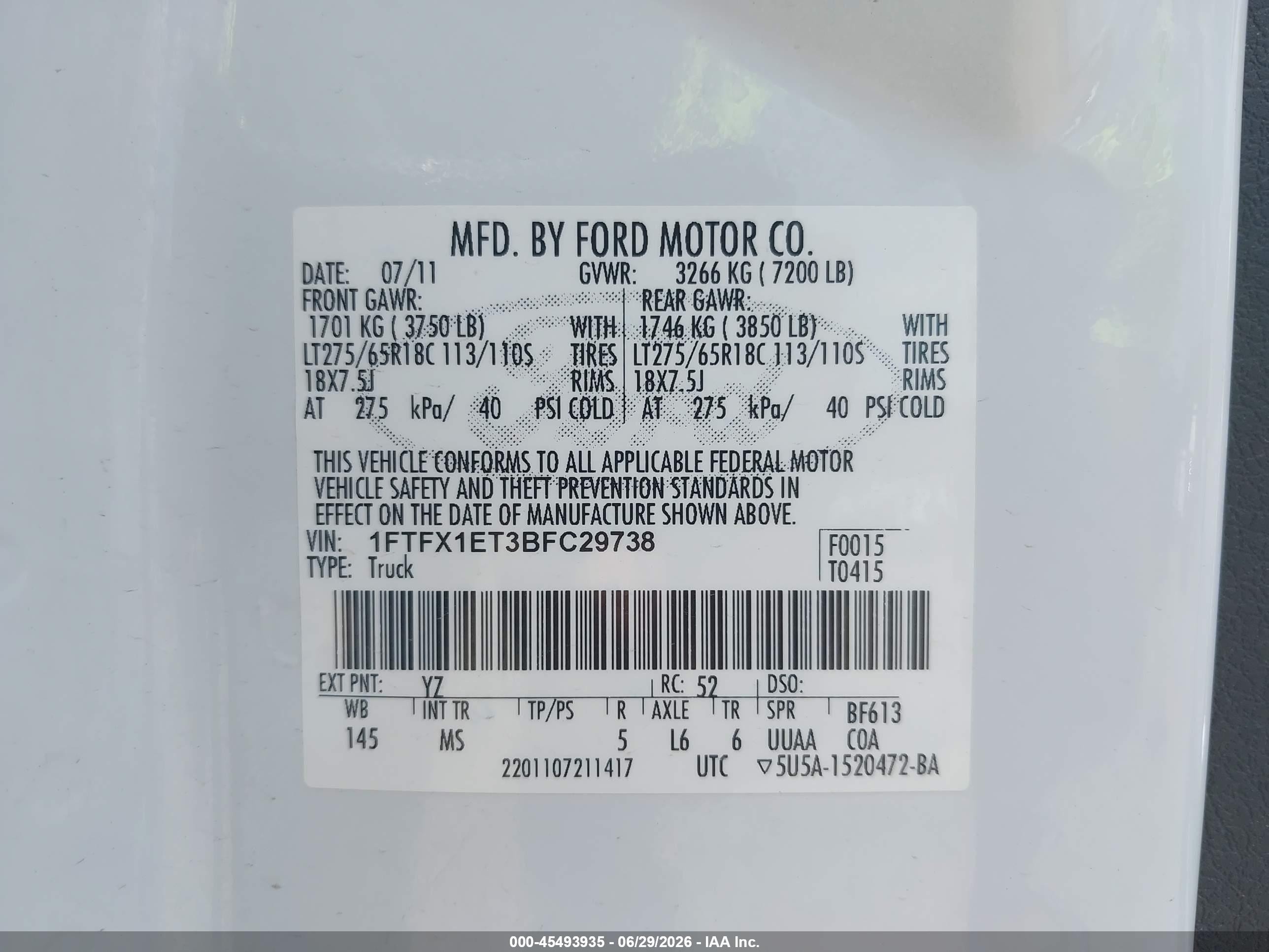 2011 Ford F-150 Xlt Белый vin: 1FTFX1ET3BFC29738