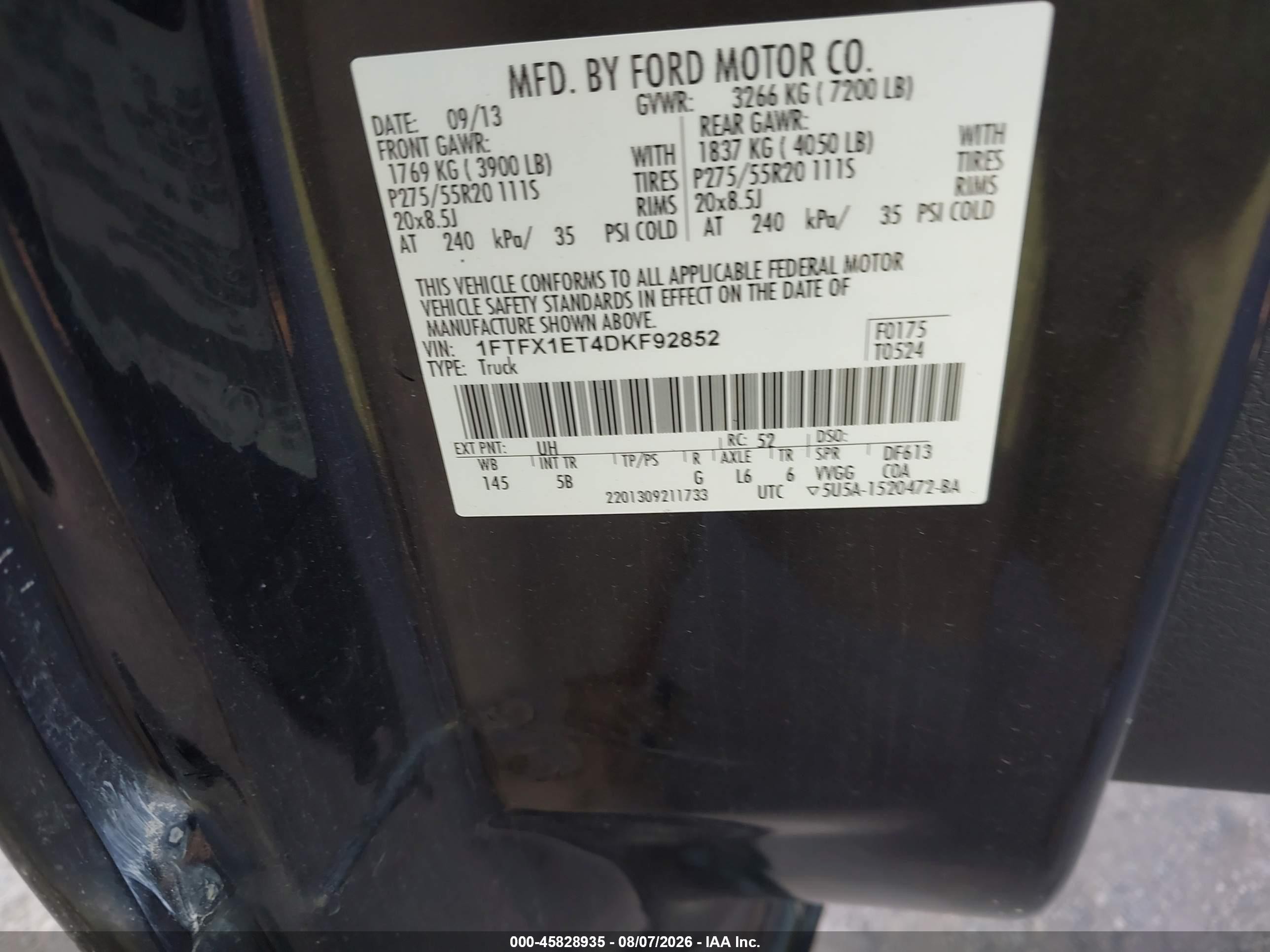 2013 Ford F-150 Fx4 Black vin: 1FTFX1ET4DKF92852